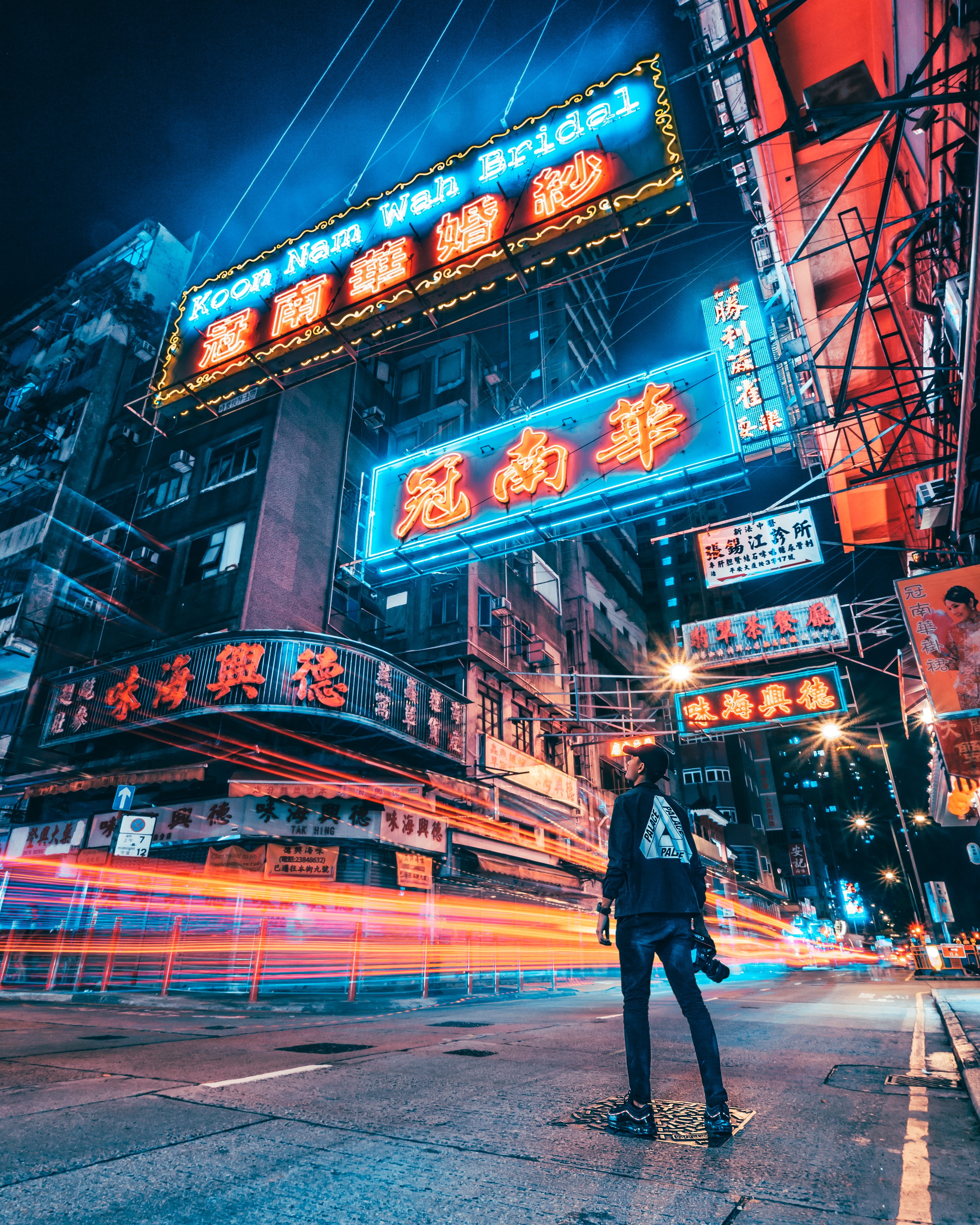 looking, 4K, city Life, illuminated, architecture, assorted, standing, night time, nightlife, long exposure, black, street, street at night, building Exterior, Phone HD Wallpaper