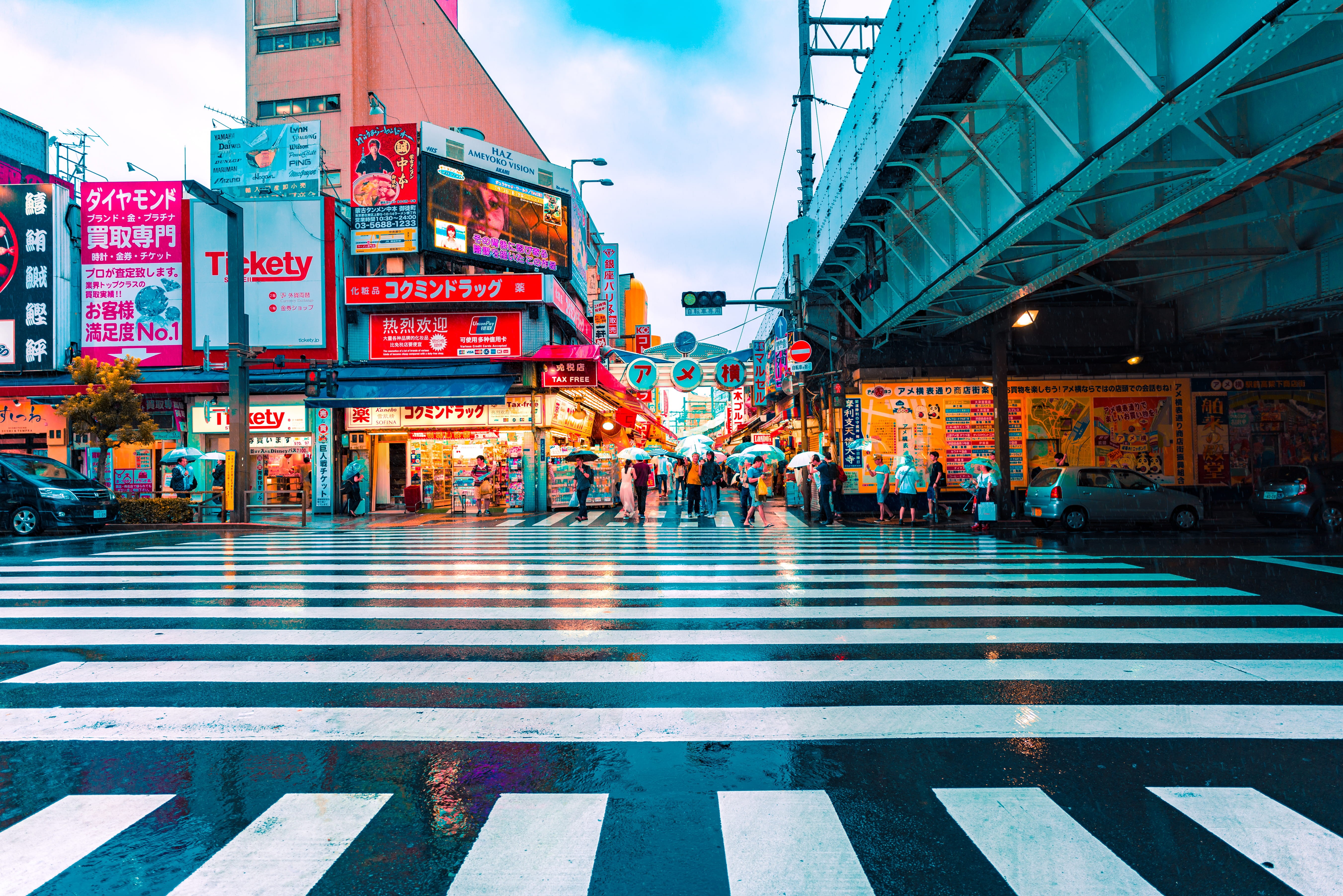 nightlife, city Life, bridge, billboard, people, zebra, weather, crowded, illuminated, crowd, outdoors, crossing, cultures, asia, japan, travel Destinations, HD Wallpaper