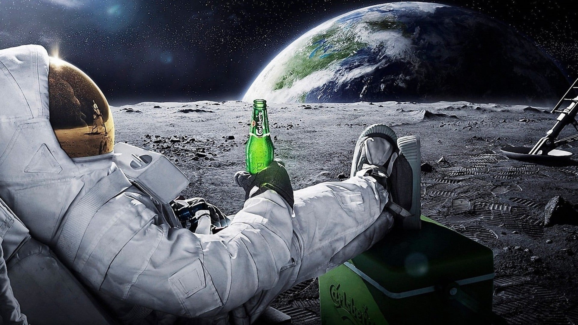 beer, 1080P, astronomy, leisure activity, stars, planet, men, suit, warm clothing, cold temperature, advertisements, brands, relaxation, snow, water, winter, HD Wallpaper