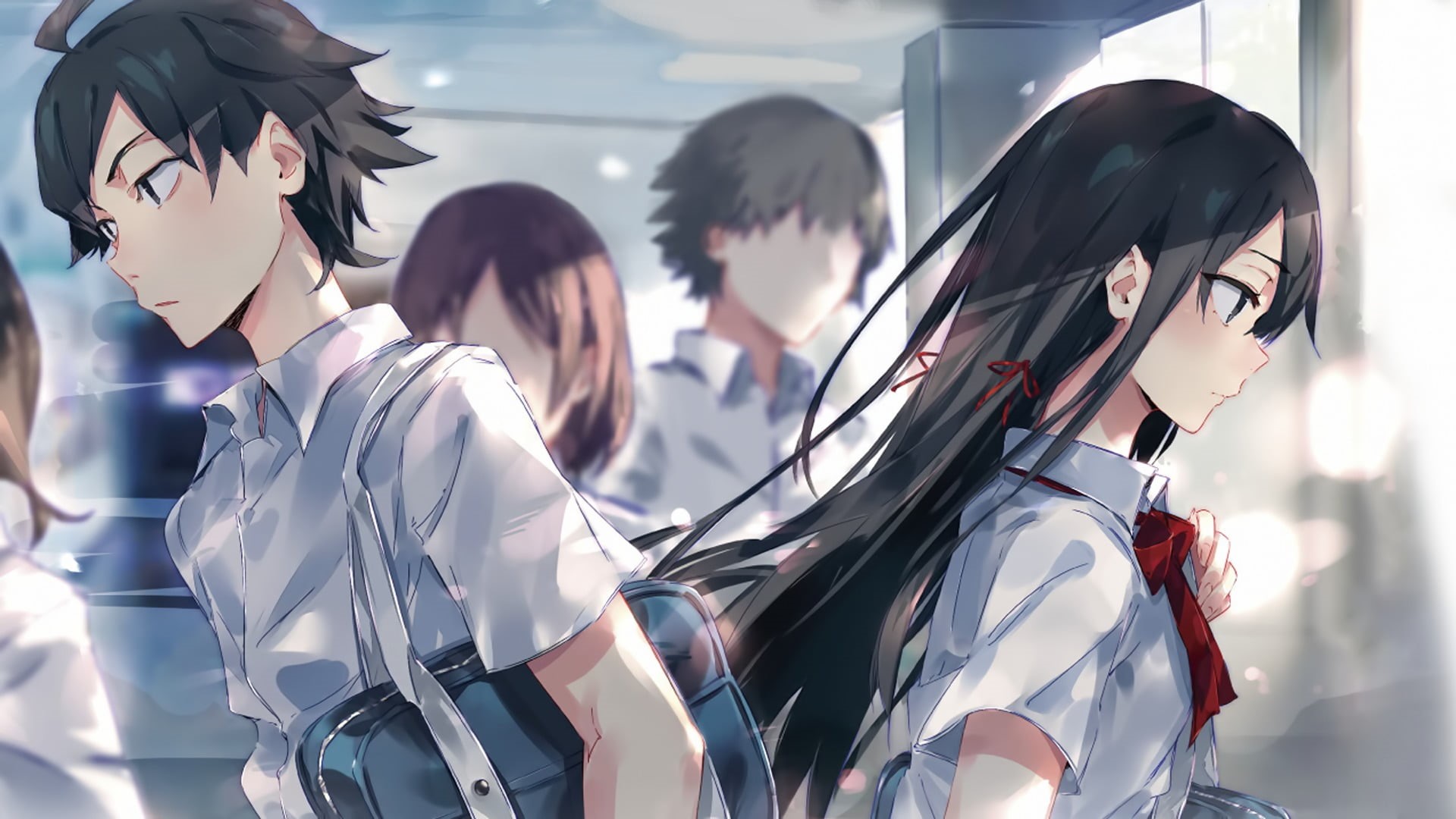 people, window, female likeness, Hikigaya Hachiman, representation, 1080P, digital composite, Yahari Ore no Seishun Love Comedy wa Machigatteiru, glass - material, HD Wallpaper