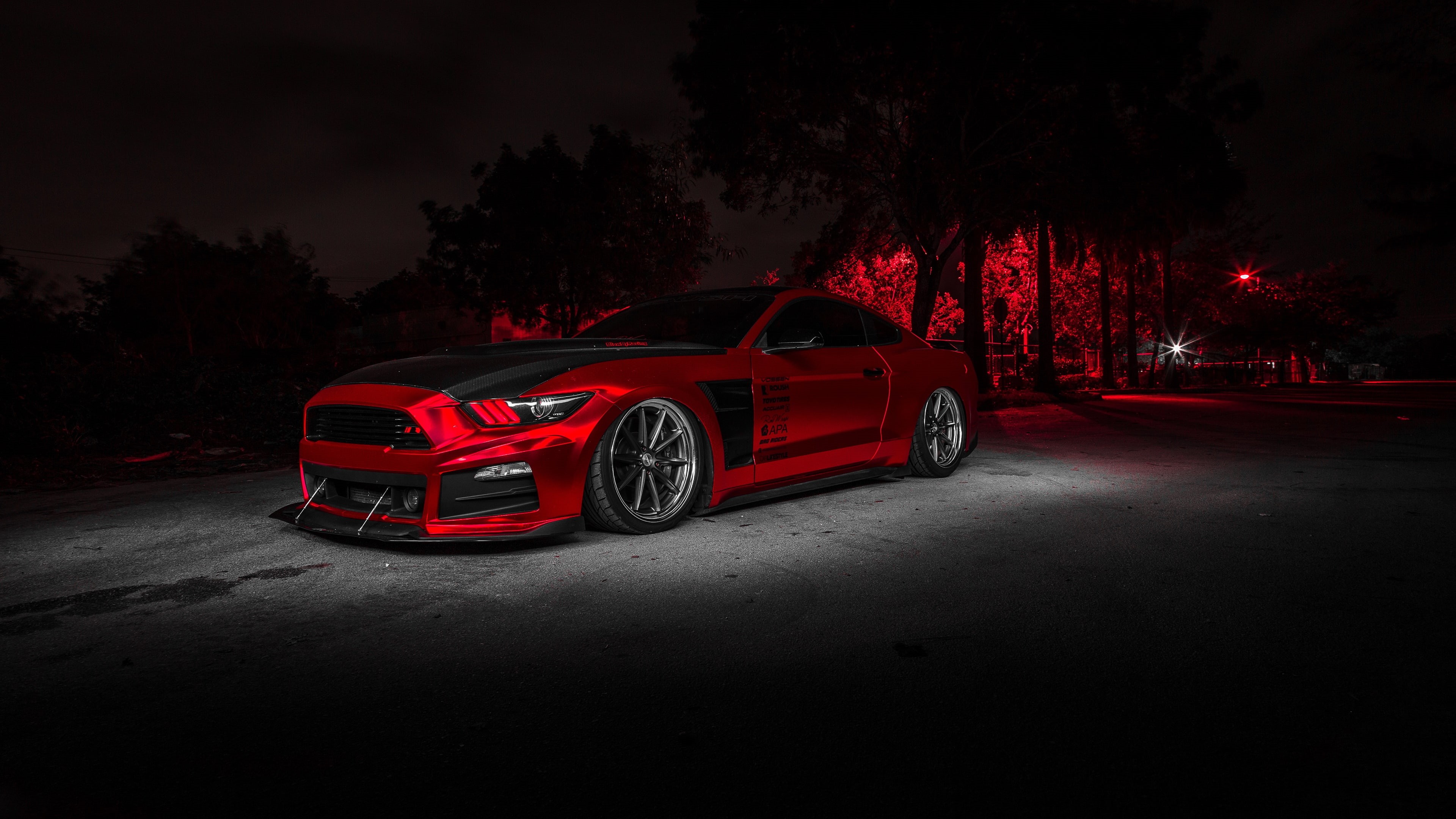 mustang, ford, design, automotive design, red car, vehicle, sports car, ford mustang, car, darkness, 4K, HD Wallpaper
