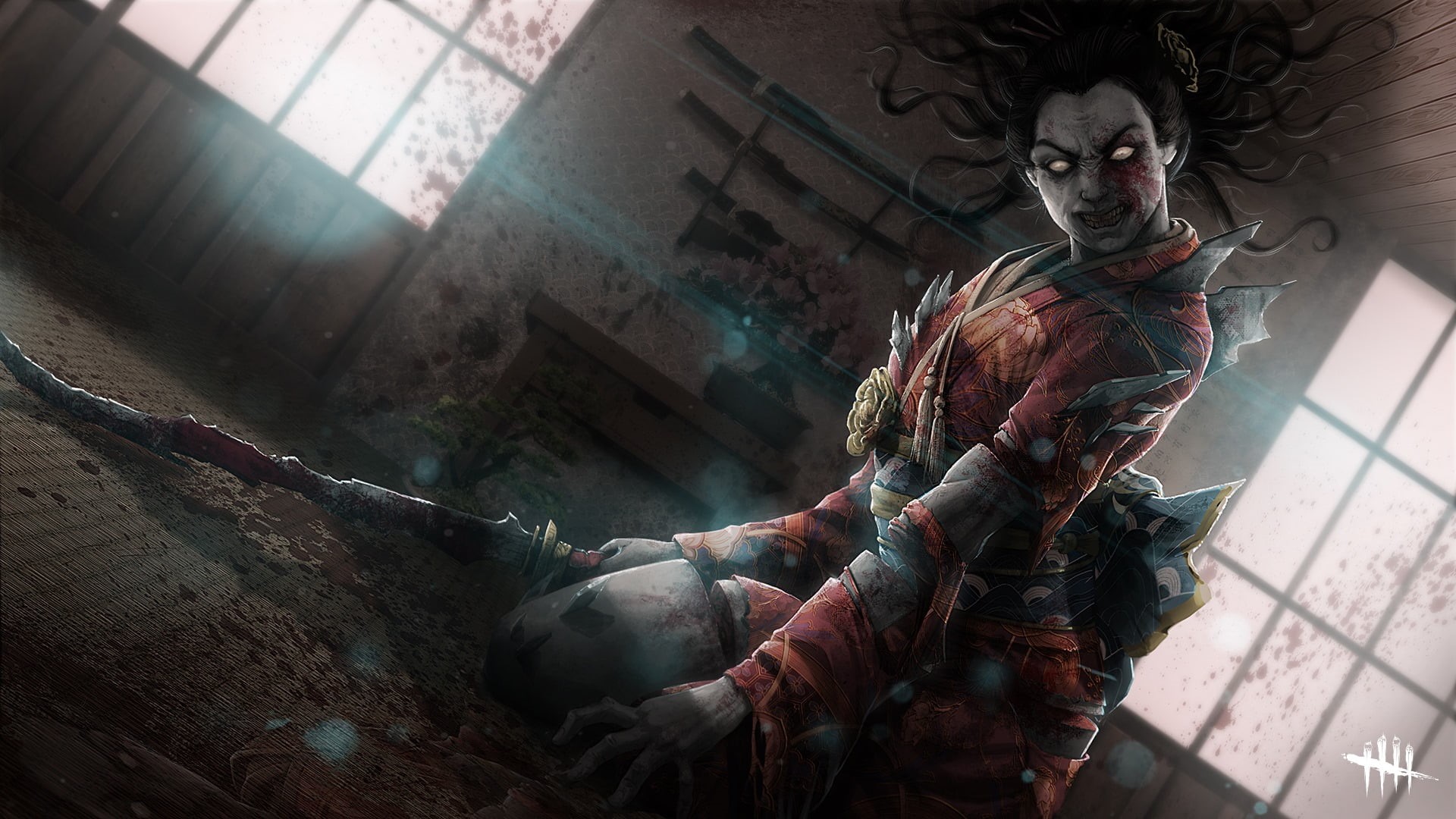 Dead by Daylight, video game girls, Video Game Creatures, Video Game Art, sword, 1080P, video game characters, kimono, video games, Japanese, horror, Video, HD Wallpaper