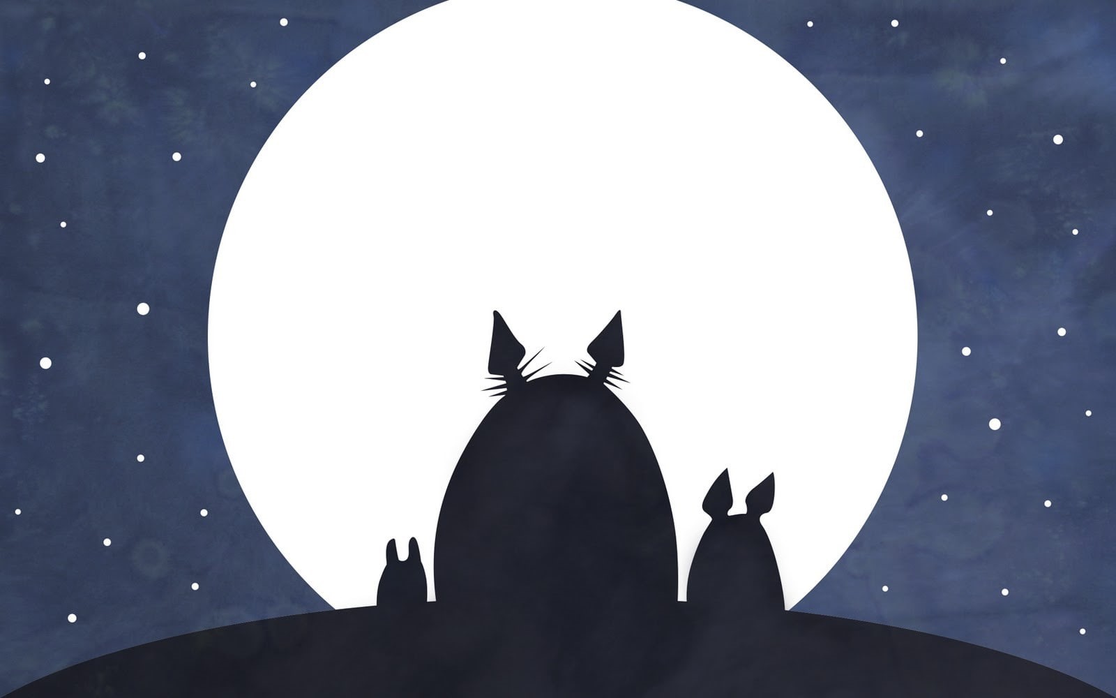 shape, animal, silhouette, geometric shape, sky, anime, moon, night, space, Studio Ghibli, close-up, indoors, one animal, circle, 720P, animal themes, HD Wallpaper