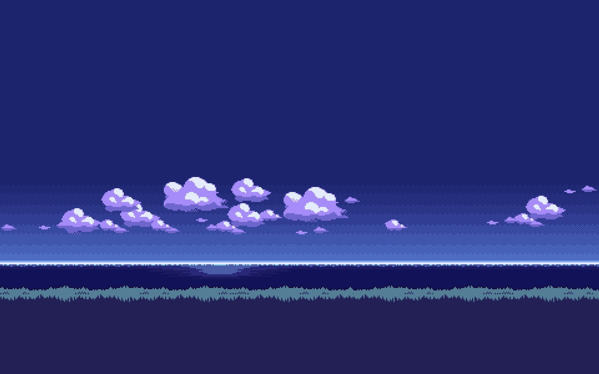 water, flower, outdoors, blue, nature, scenics - nature, freshness, purple, 1080P, backgrounds, beauty in nature, pixel art, night, no people, tranquility, HD Wallpaper