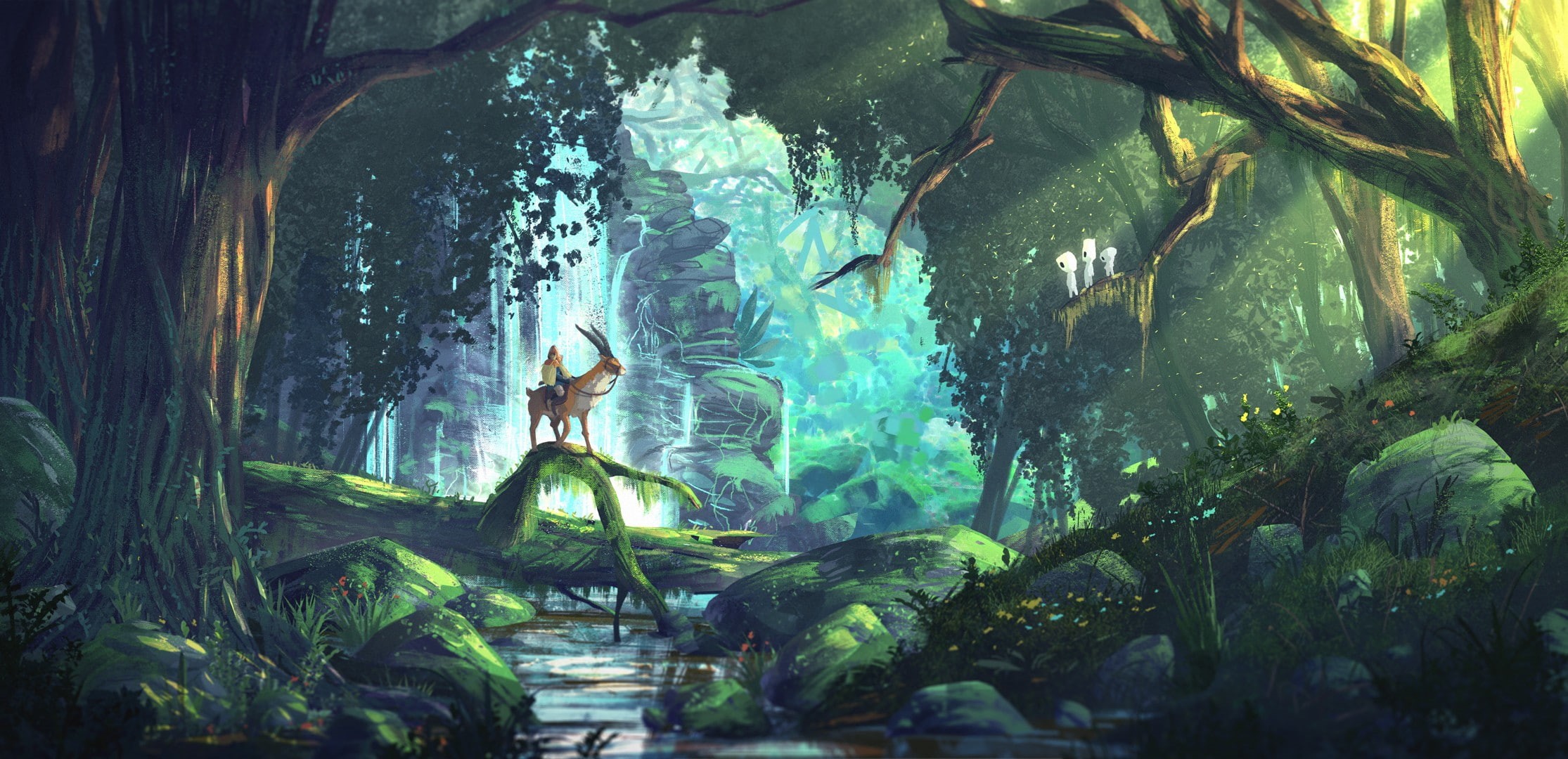 fantasy art, Studio Ghibli, Princess Mononoke, 1080P, forest, anime, HD Wallpaper