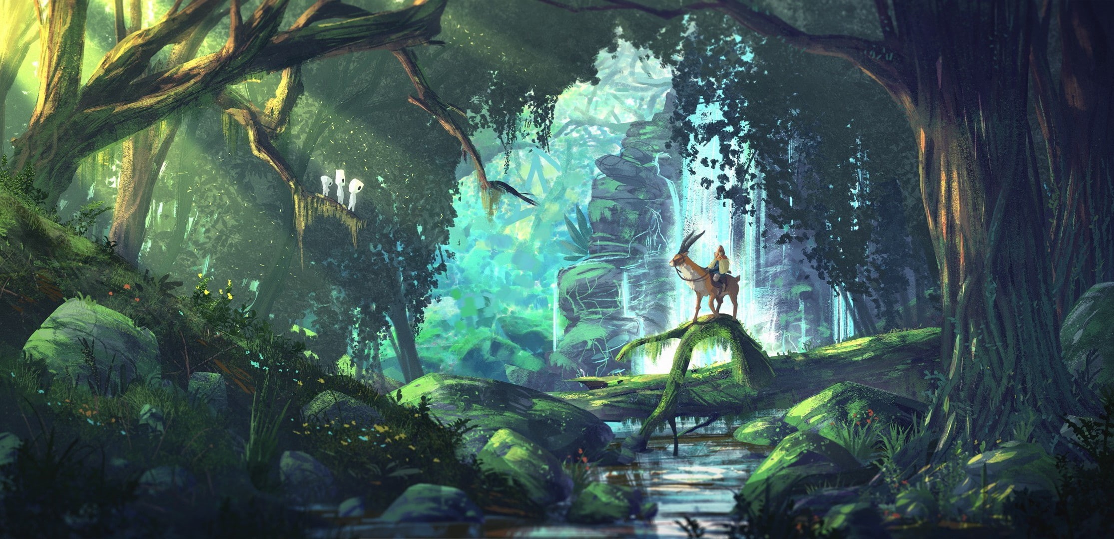 Studio Ghibli, fantasy Art, Princess Mononoke, anime, 1080P, forest, HD Wallpaper
