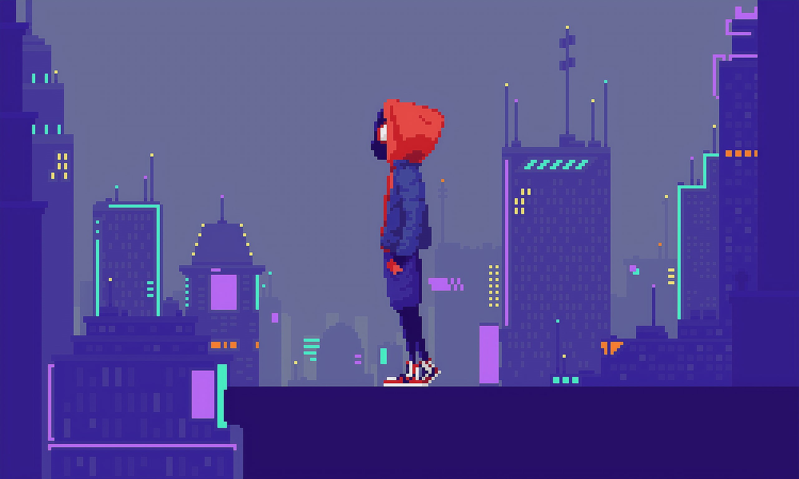 Movie, Spider-Man, Spider-Man: Into The Spider-Verse, 2K, Miles Morales, Pixel Art, HD Wallpaper