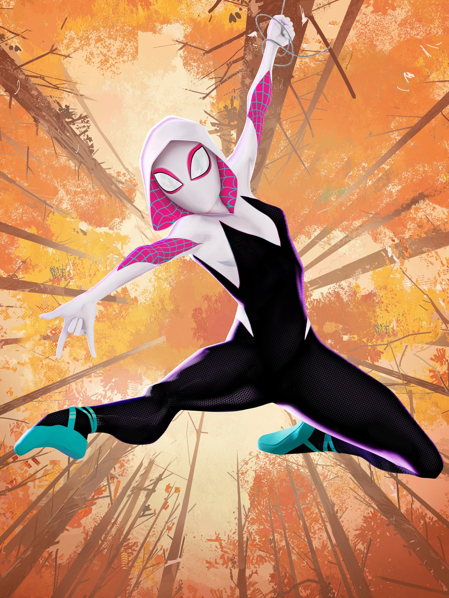 Spider-Man: Into the Spider-Verse, Spider-Man, superheroines, portrait display, 1080P, Spider-Gwen, artwork, Phone HD Wallpaper