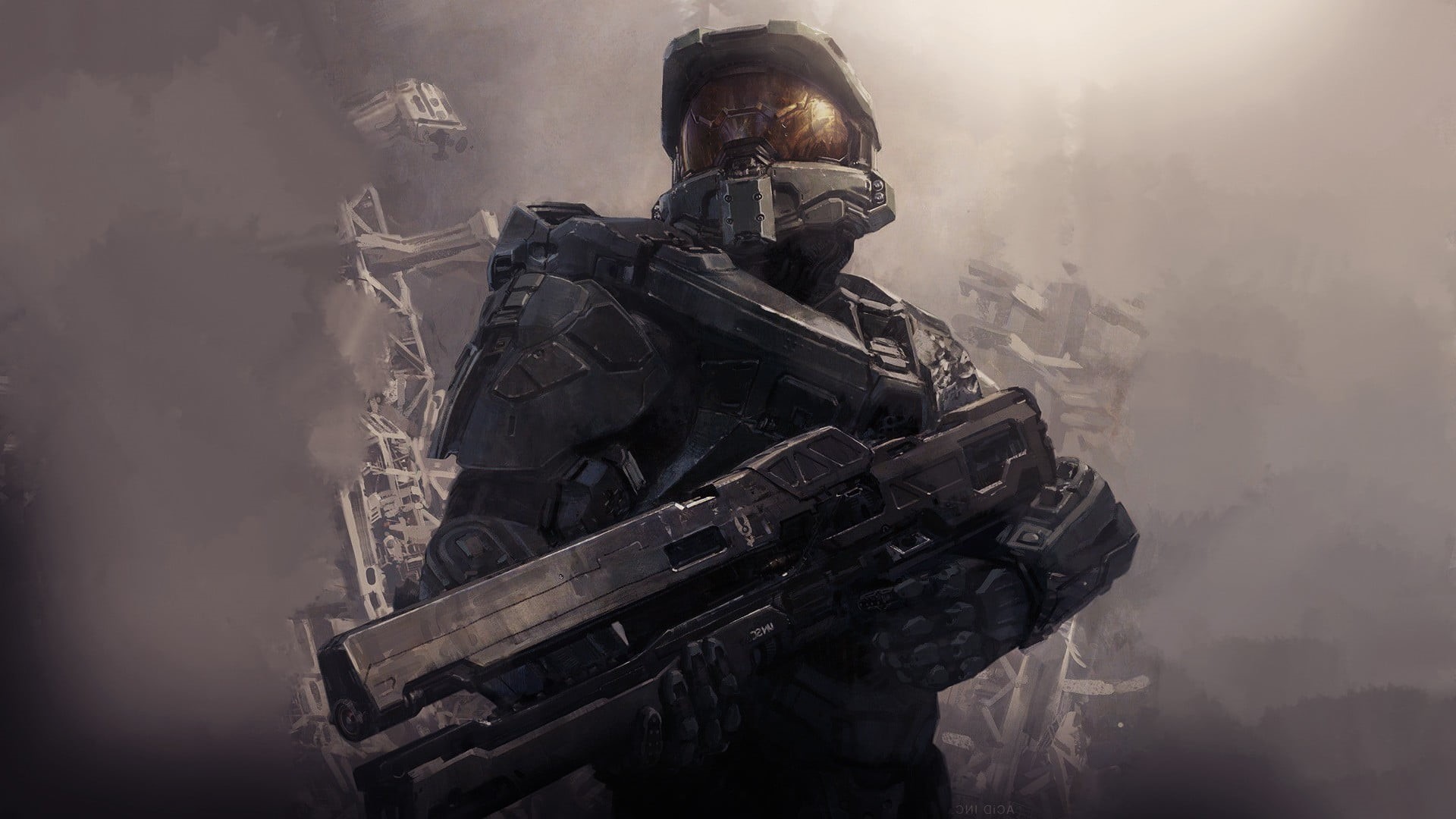343 Industries, game, aggression, warning sign, smoke - physical structure, Halo 4, Xbox 360, video games, Halo: Master Chief Collection, digital, Master Chief, HD Wallpaper