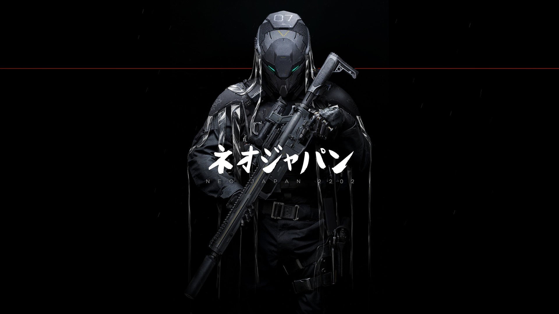 security, futuristic, men, adult, front view, one person, males, sniper rifle, cyborg, 1080P, night, safety, science fiction, black, three quarter length, HD Wallpaper