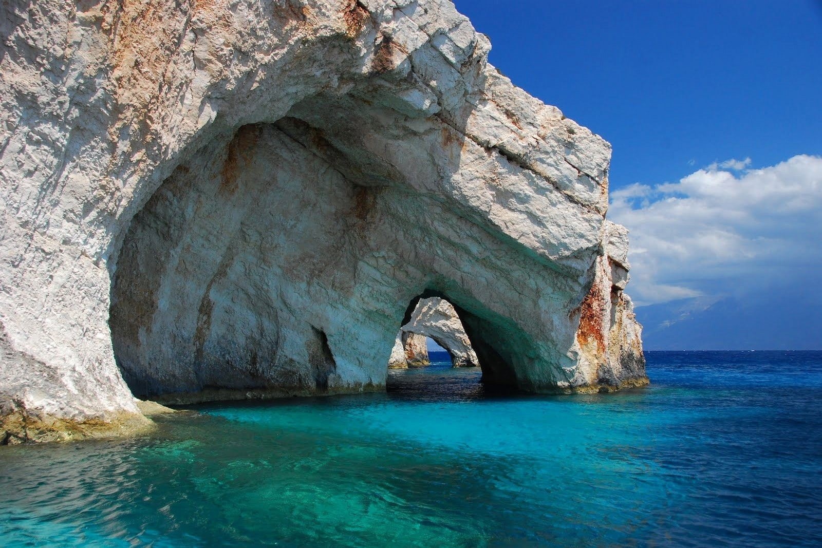 turquoise, cave, nature, landscape, sea, Greece, 720P, water, rock, island, HD Wallpaper