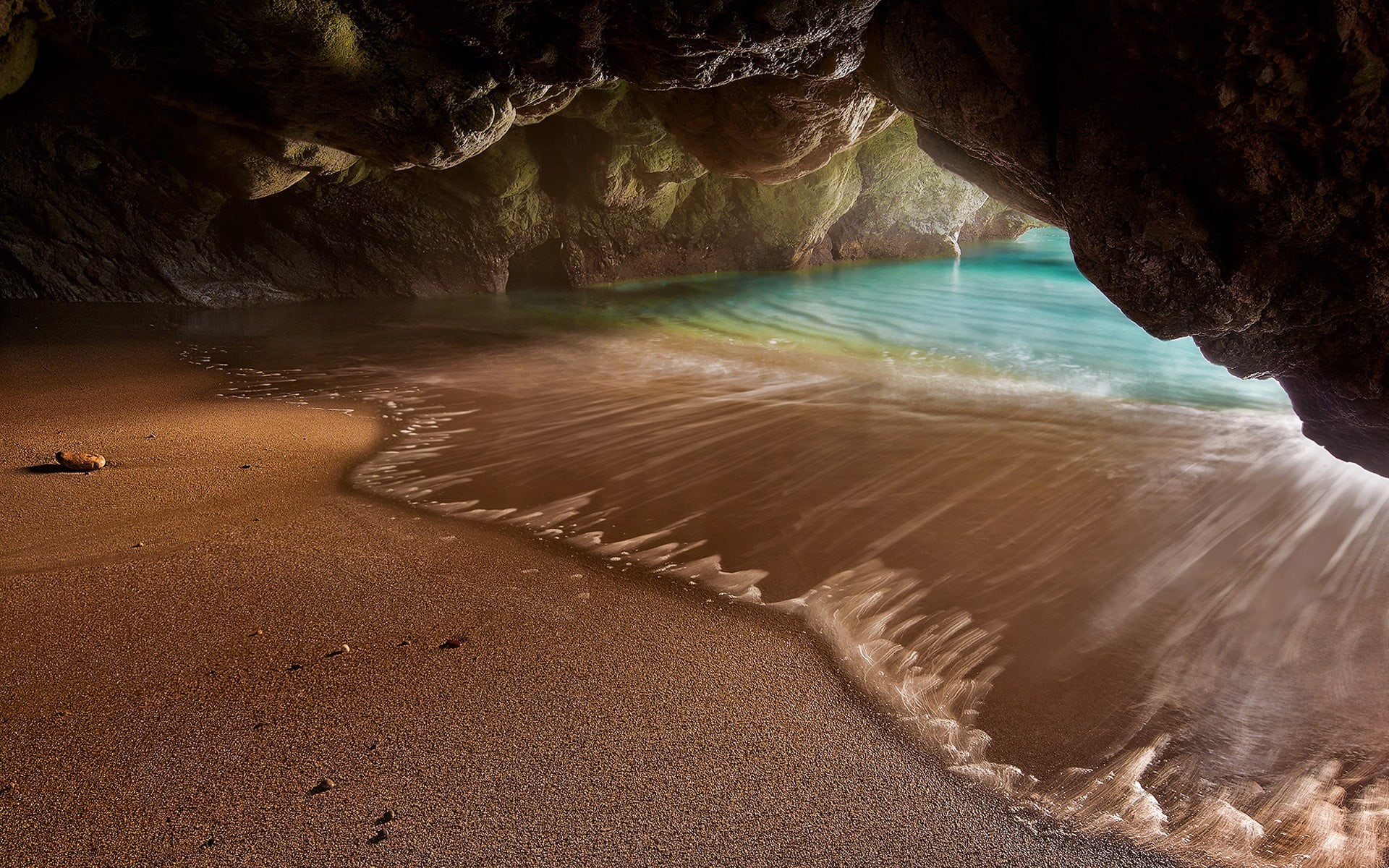 hidden, water, landscape, nature, land, body, tranquility, sand, geology, rock, scenics - nature, rock - object, physical geography, 1080P, flowing water, HD Wallpaper