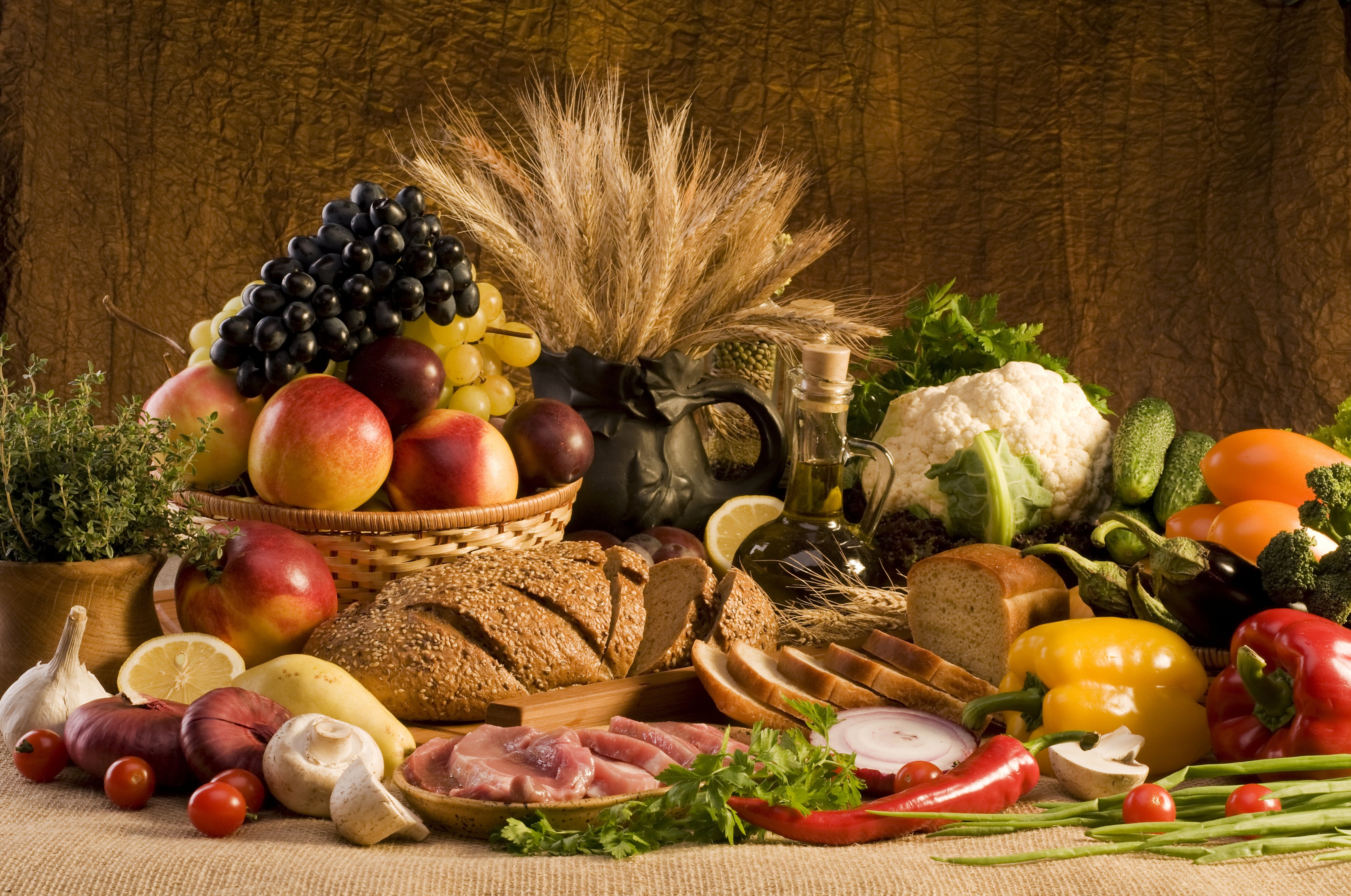 mushrooms, grape, 5K, foods, tomato, dill, spice, wheat, vegetables, parsley, no People, healthy Eating, freshness, bread, table, lettuce, meal, variation, HD Wallpaper