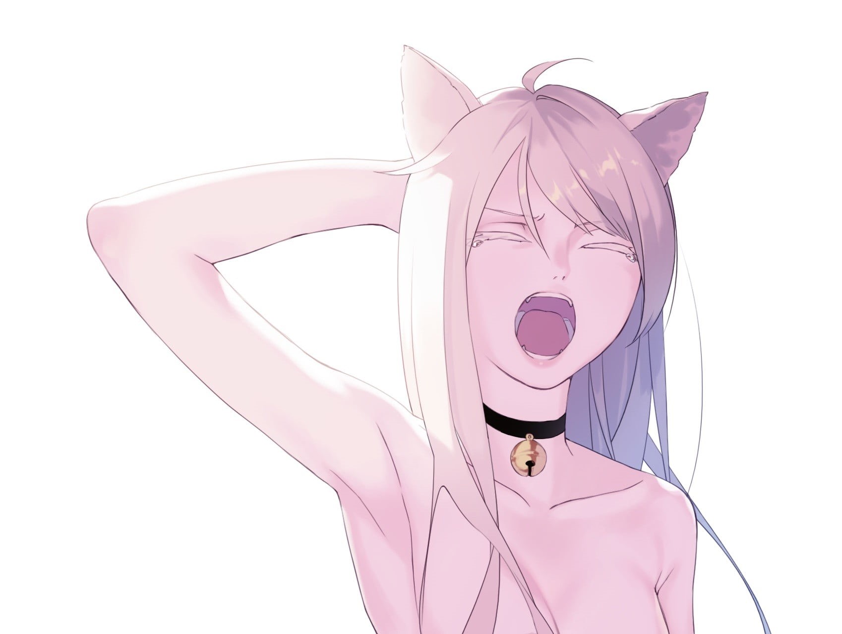 one person, anime girls, mask - disguise, fashion, indoors, haired, nekomimi, portrait, gray, close-up, original characters, art and craft, studio shot, HD Wallpaper