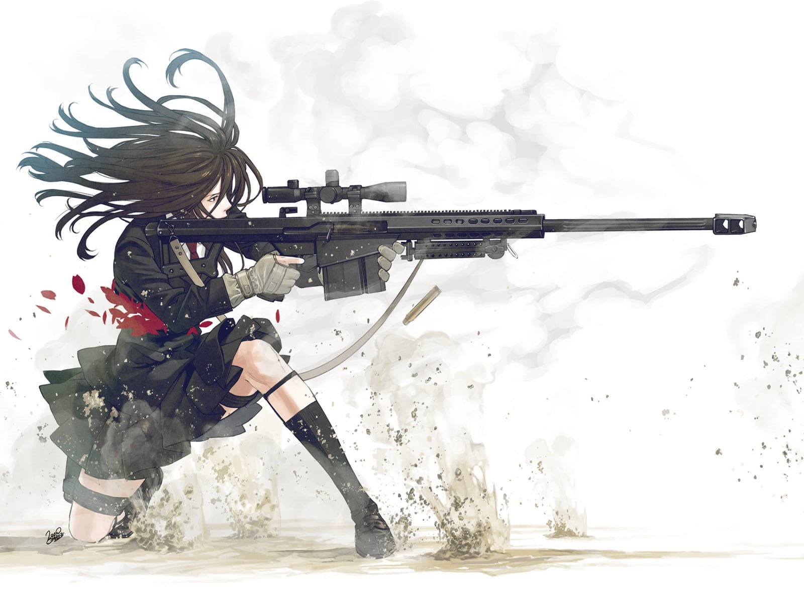females, weapon, original characters, simple background, white background, blood, activity, lifestyles, sport, 720P, leisure activity, girls with guns, HD Wallpaper