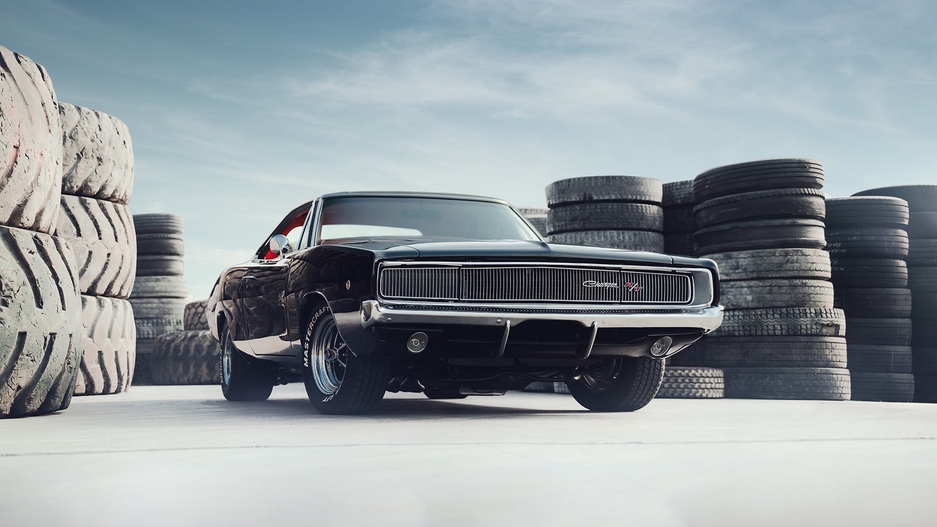 mode of transportation, car, Charger RT, outdoors, travel, truck, 1080P, motor vehicle, road, land vehicle, in a row, nature, tire, no people, wheel, large group of objects, HD Wallpaper