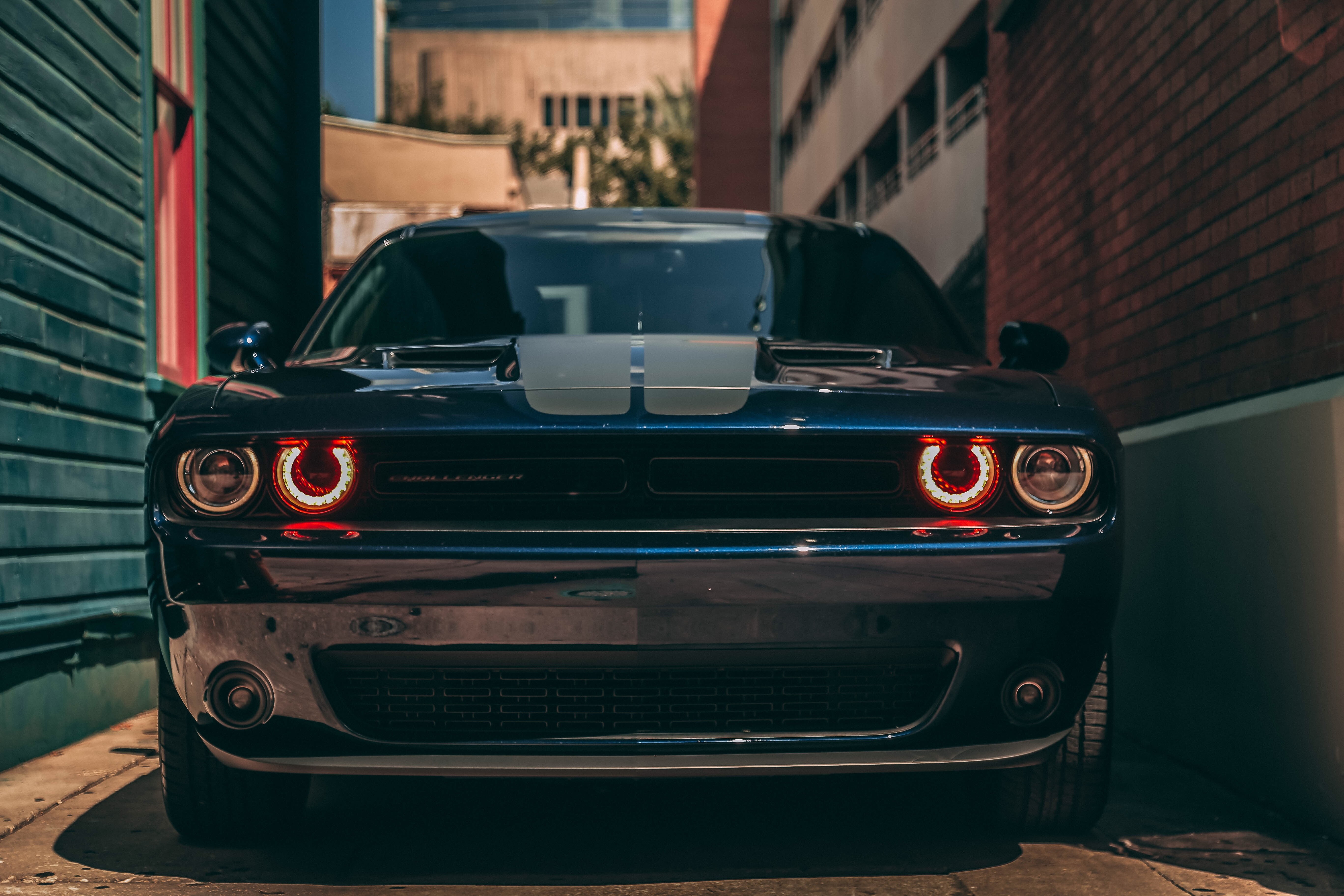vintage car, land vehicle, Dodge Challenger, day, mode of transportation, car, street, stationary, no people, focus on foreground, garage, motor vehicle, HD Wallpaper