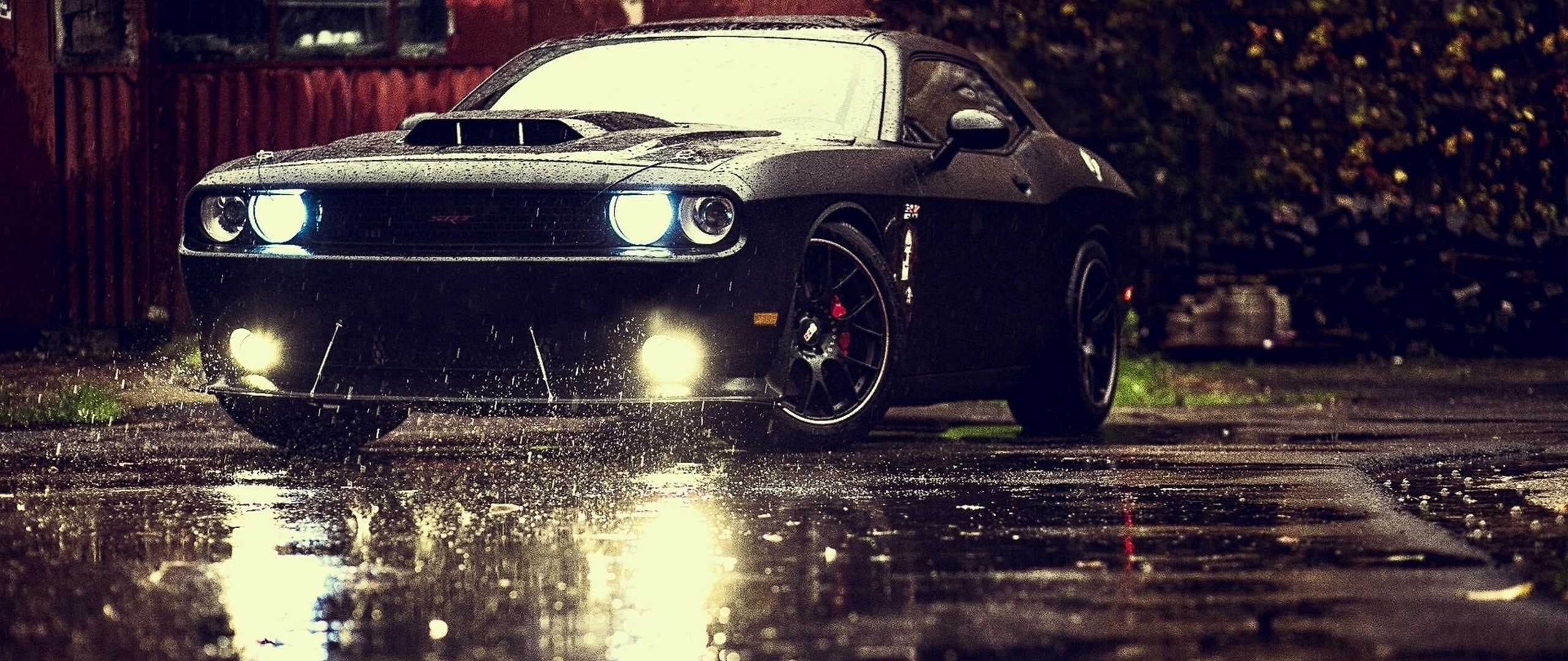 mode of transportation, day, no people, city, rain, transportation, motor vehicle, focus on foreground, headlight, land vehicle, Dodge Challenger Hellcat, HD Wallpaper