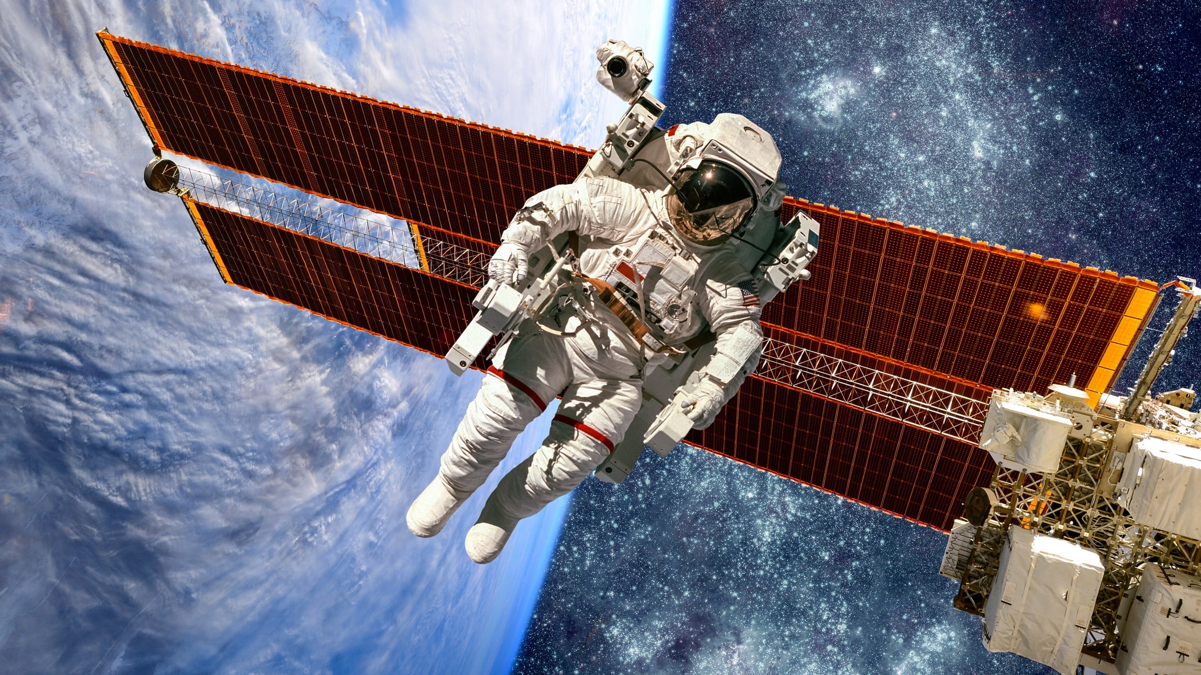 earth, mid-air, space, technology, equipment, sky, outer space, communication, renewable energy, fuel and power generation, orbiting, environmental conservation, HD Wallpaper