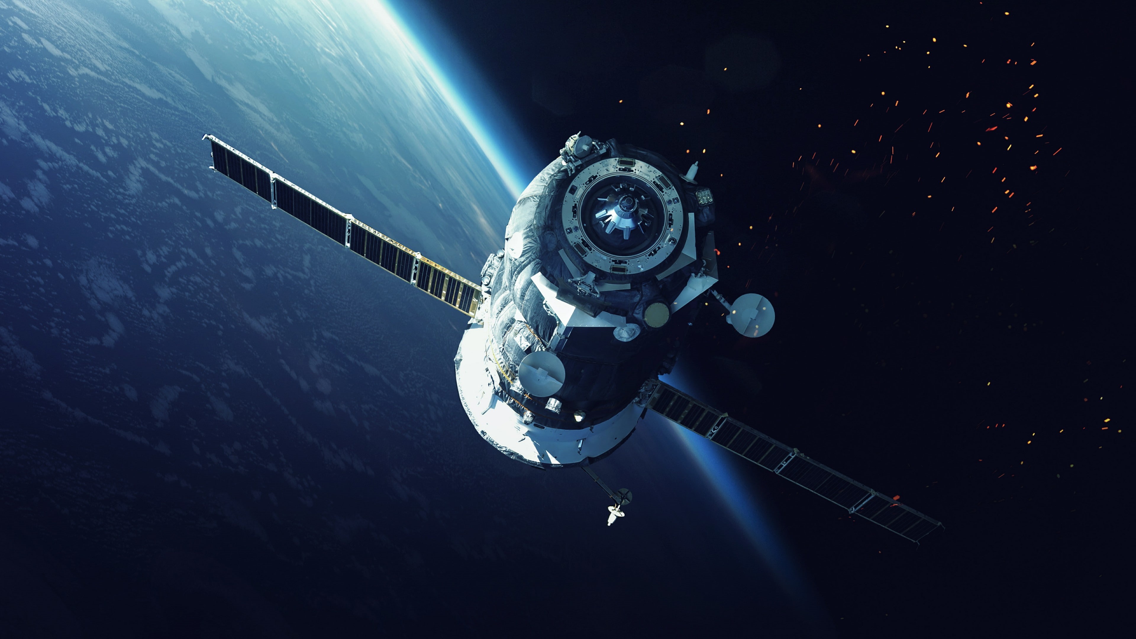 4K, international space station, space, spacecraft, space station, sky, earth, iss, atmosphere, outer space, HD Wallpaper
