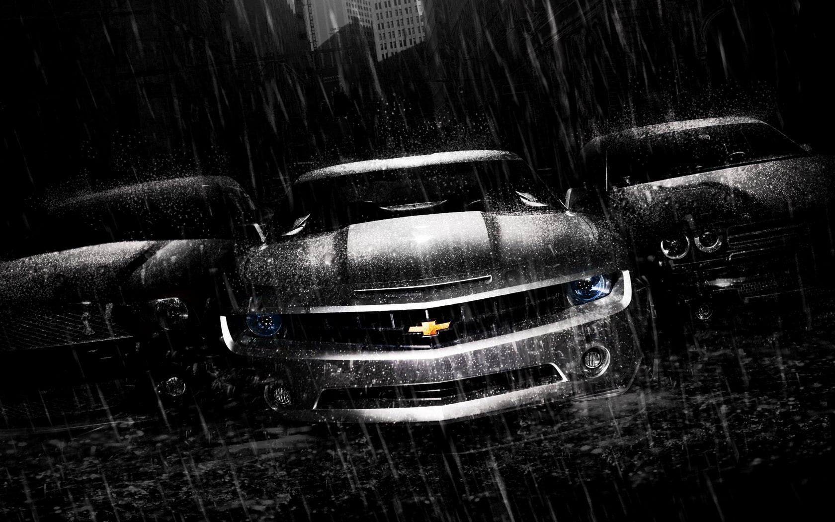 challenger, camaro, ford, chevrolet, dodge, 720P, hd, rain, mustang, cars, HD Wallpaper