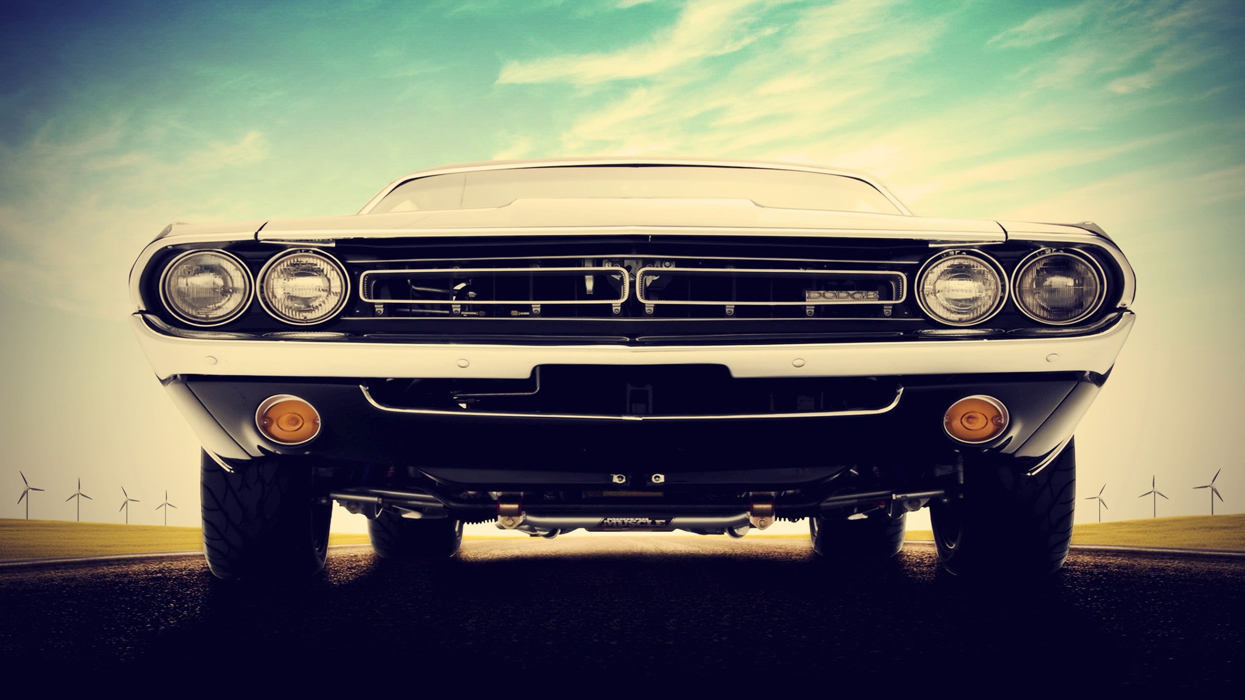 outdoors, travel, Dodge, challenger, stationary, land vehicle, sky, headlight, mode of transportation, day, old, grate, retro styled, nature, white, Dodge Challenger, HD Wallpaper