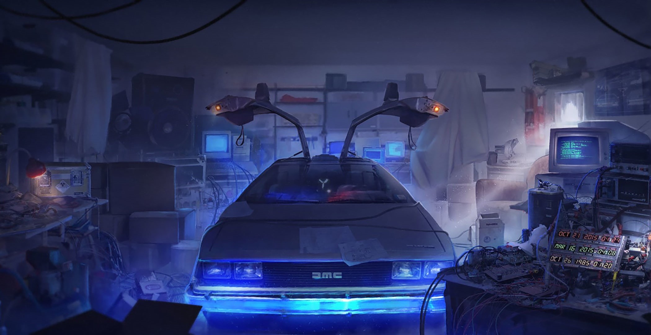 vehicle, DeLorean, Back to the Future, 1080P, movies, Time Machine, artwork, car, dark, HD Wallpaper