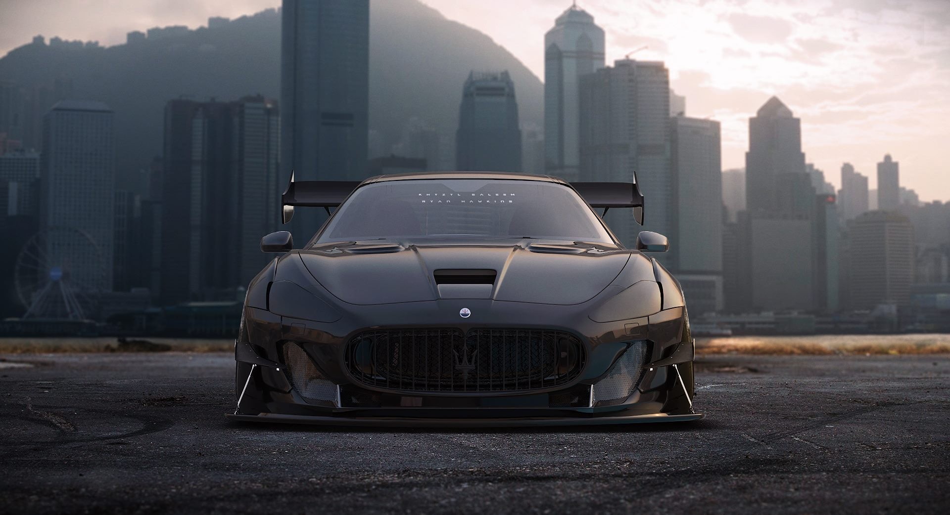 quattroporte, Khyzyl Saleem, nature, Maserati, built structure, Maserati GranTurismo, sunset, transportation, office building exterior, coupe, architecture, HD Wallpaper