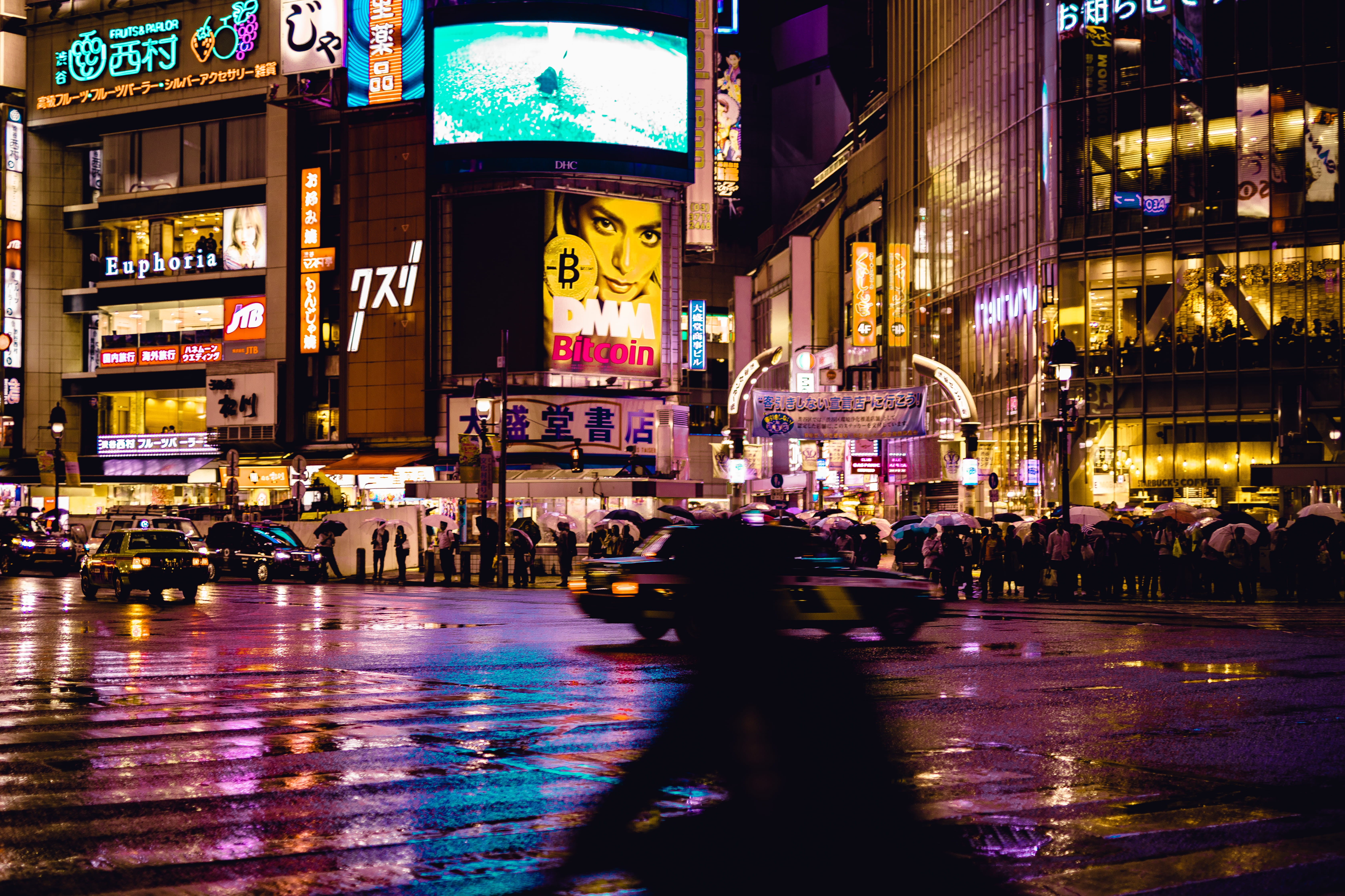 raining, city life, tokyo, night, nightlife, weather, buildings, crowd, night time, shibuya, puddles, beside, city, road, rain, architecture, building exterior, HD Wallpaper