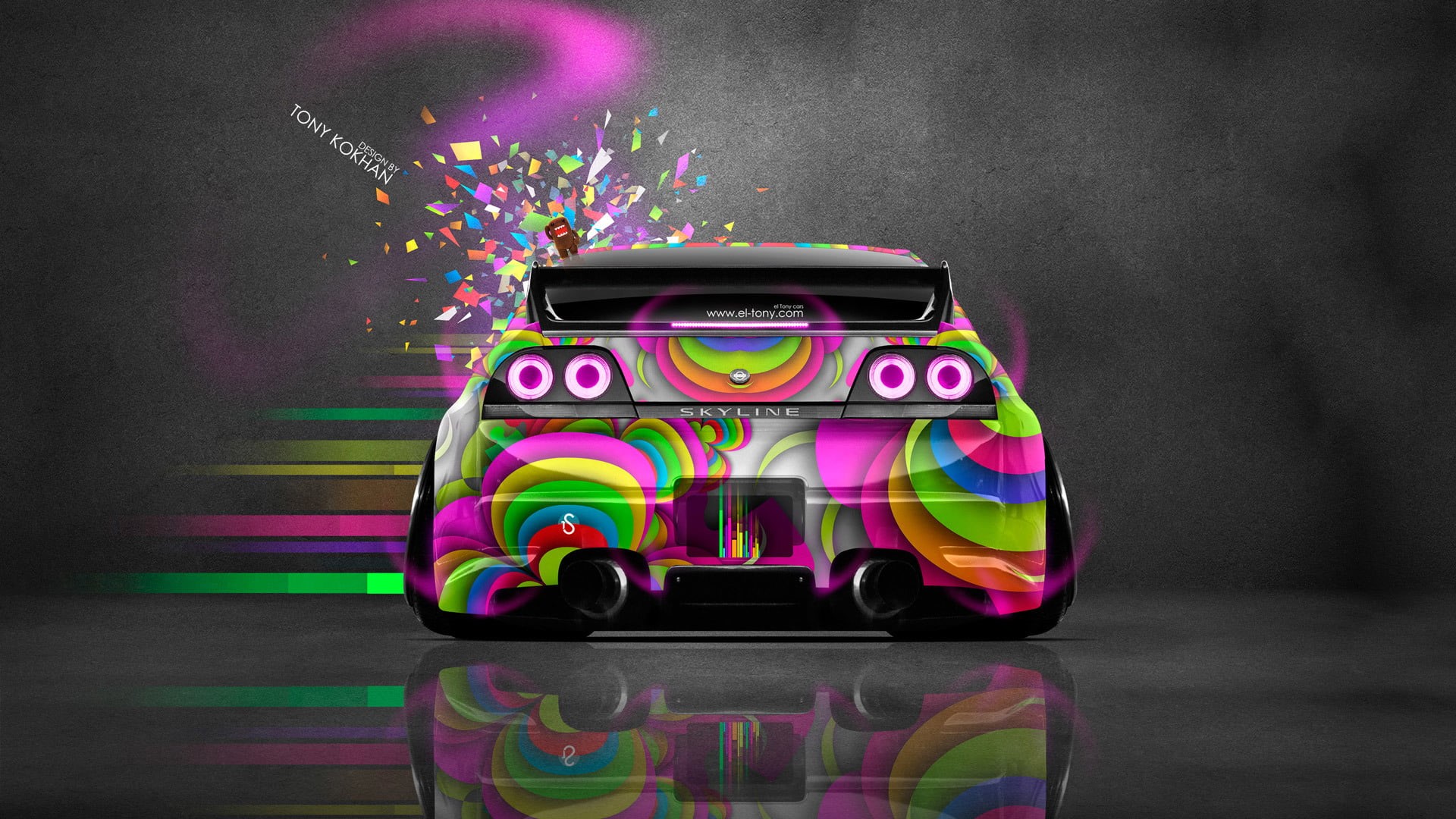 car, green, representation, motion, arts culture and entertainment, illustration, black Color, Rear View, art and craft, outdoors, wall - building feature, HD Wallpaper