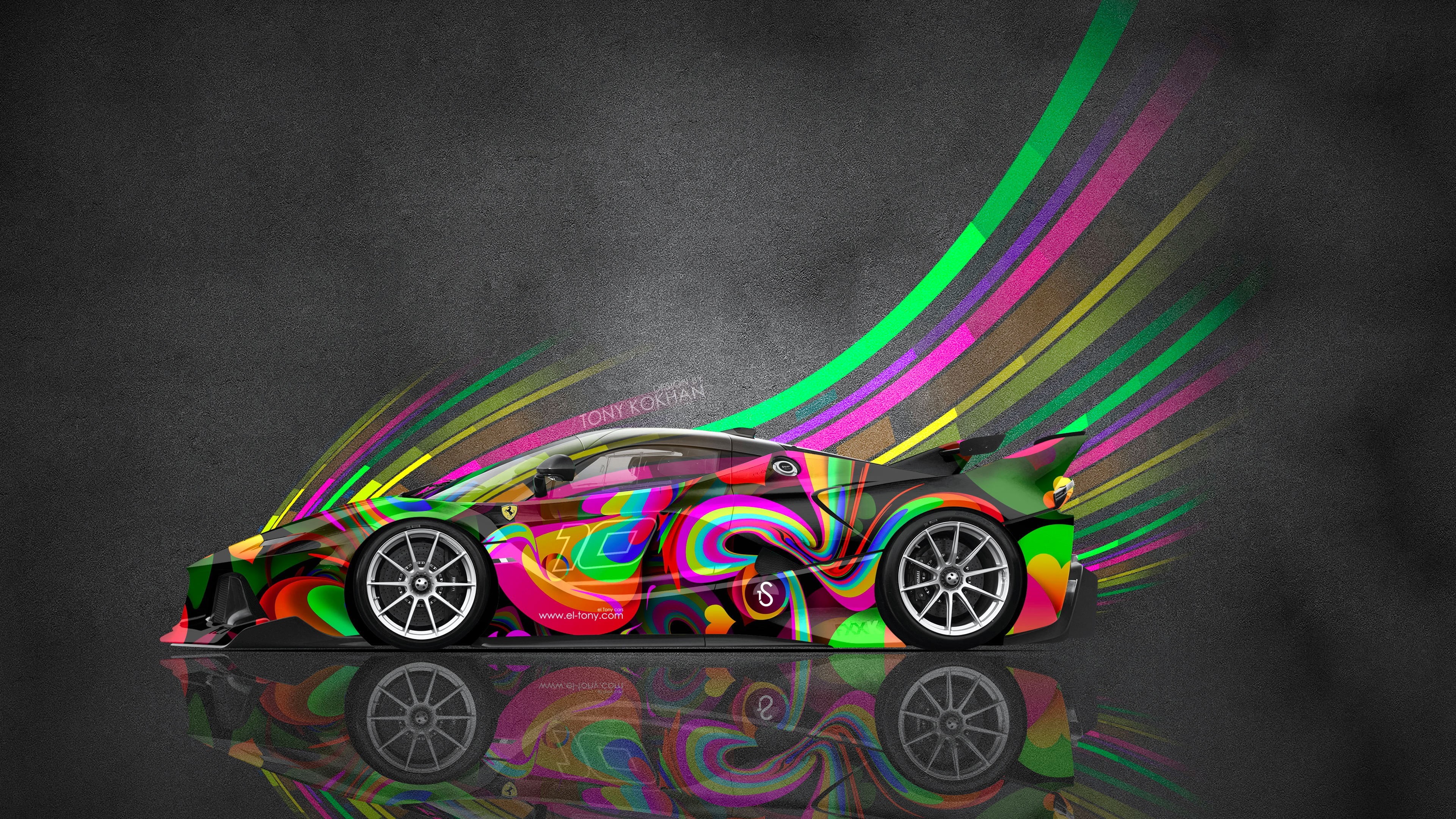 choice, paper, multicolored, black, craft, Super Car, 4K, black background, abundance, art and craft, illustration, colorful, multi colored, pattern, Tony Kokhan, HD Wallpaper