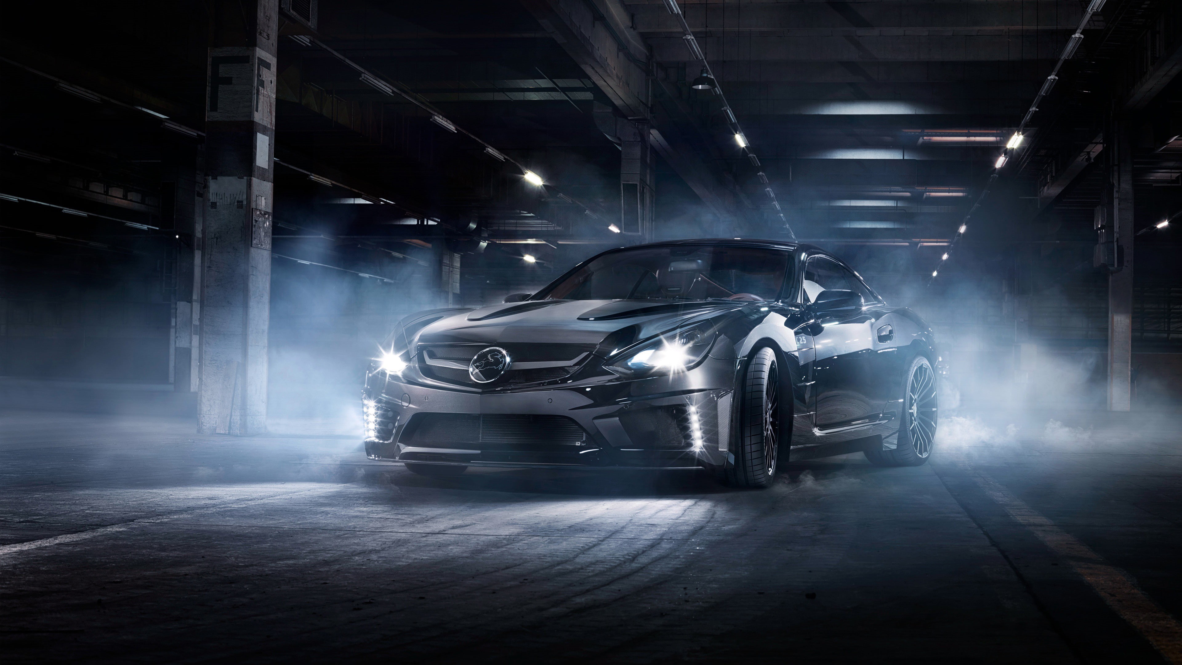 night, tuning, street, car, mist, Carlsson, 4K, Mercedes-Benz SL65 AMG Black Series, HD Wallpaper