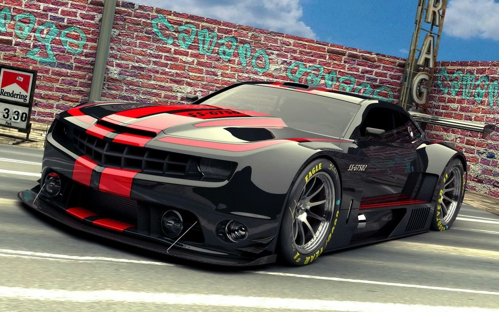 sport, car, racecar, competitive sport, motor vehicle, motor racing track, mode of transportation, tire, day, architecture, speed, wheel, red, Camaro, land vehicle, HD Wallpaper