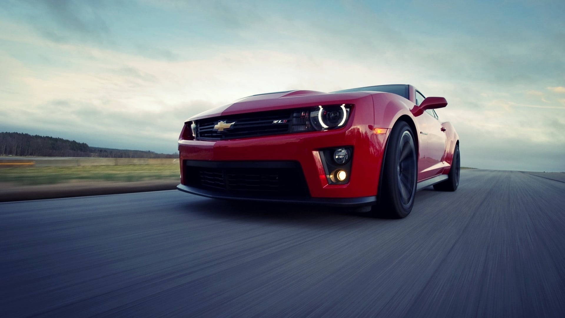 road, coupe, cloud - sky, wealth, red, sports car, motor vehicle, no people, travel, Chevrolet Camaro ZL1, road trip, 1080P, blurred motion, car, day, HD Wallpaper
