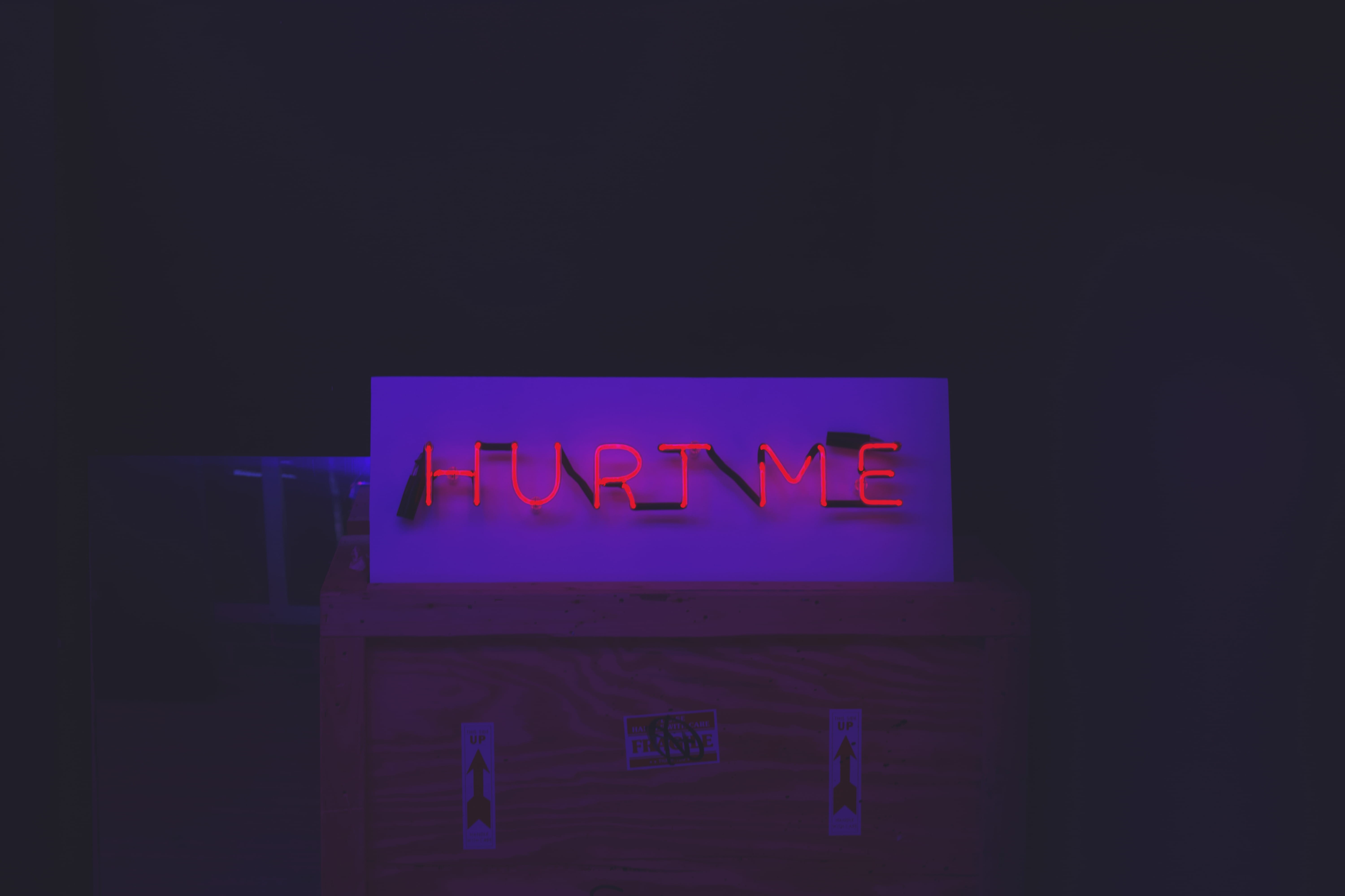 no people, top, western script, movie, box, hurt, text, led, communication, neon sign, letters, decor, arrow, black background, dark, wall - building feature, HD Wallpaper