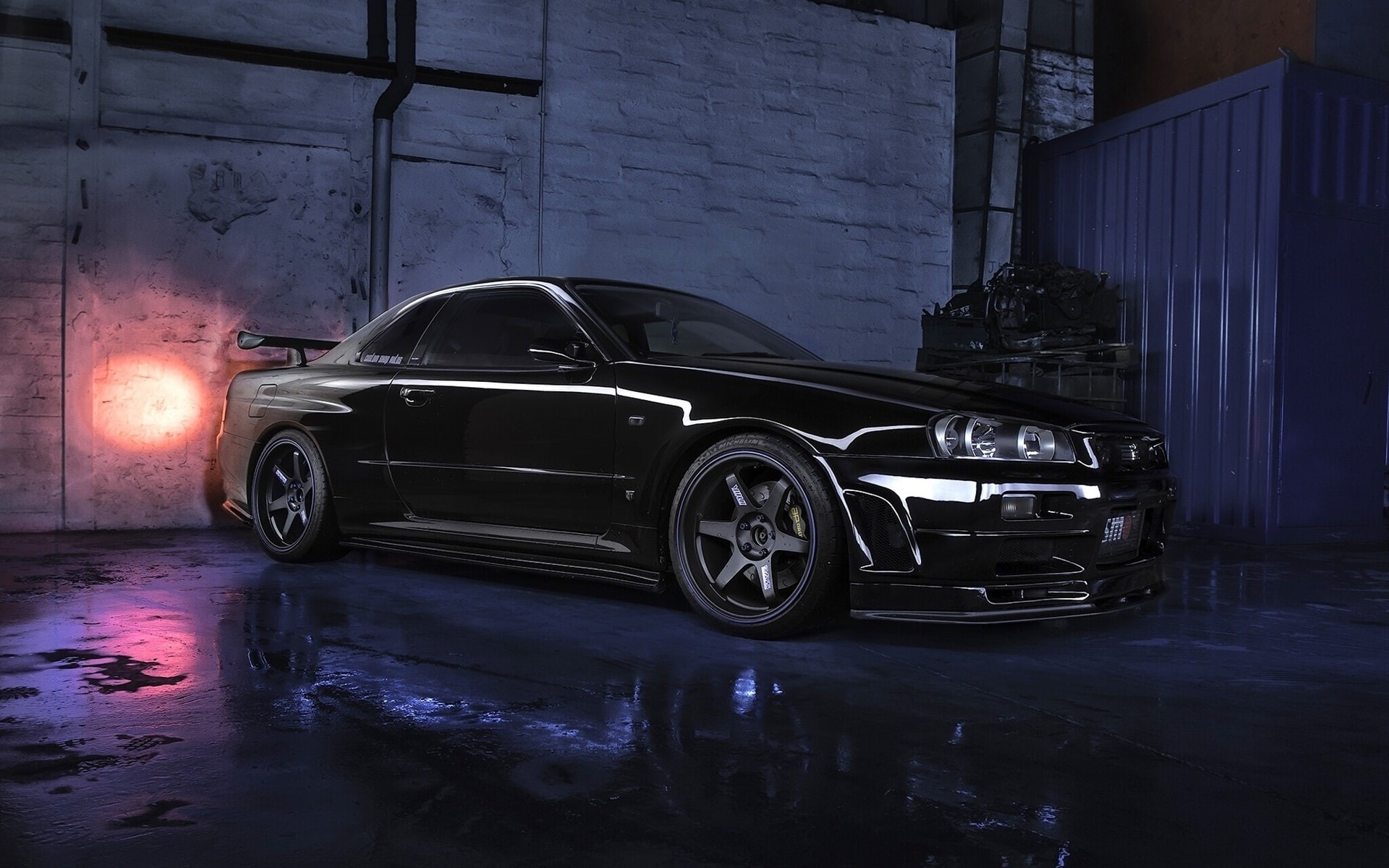 Night, r, Nissan, 1080P, v, gtr, Car, Black, Skyline, HD Wallpaper