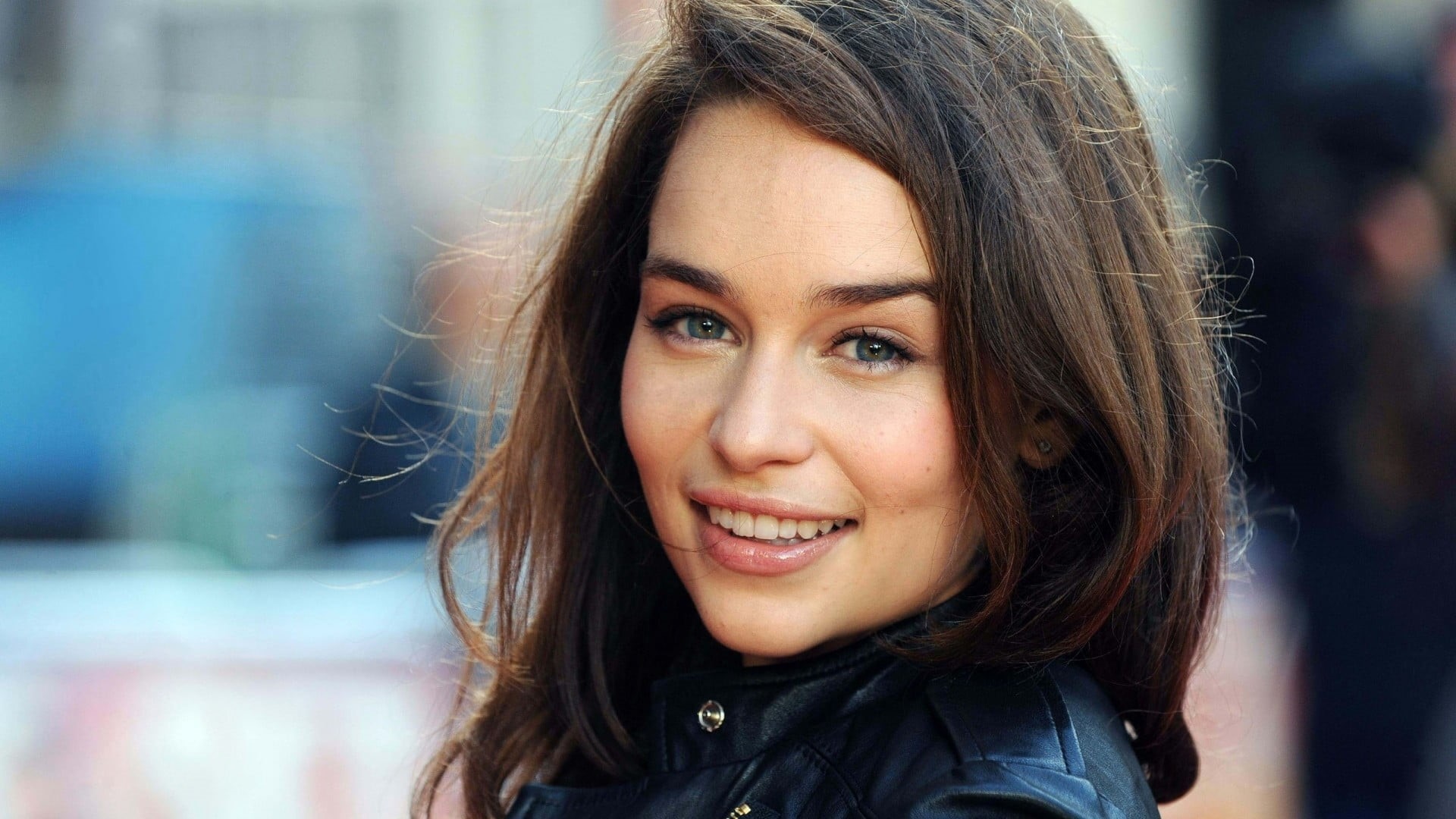 cute, people, brunette, hair, happiness, outdoors, macro, photography, black jackets, females, top, adult, portrait, women outdoors, beautiful, blue, beauty, HD Wallpaper