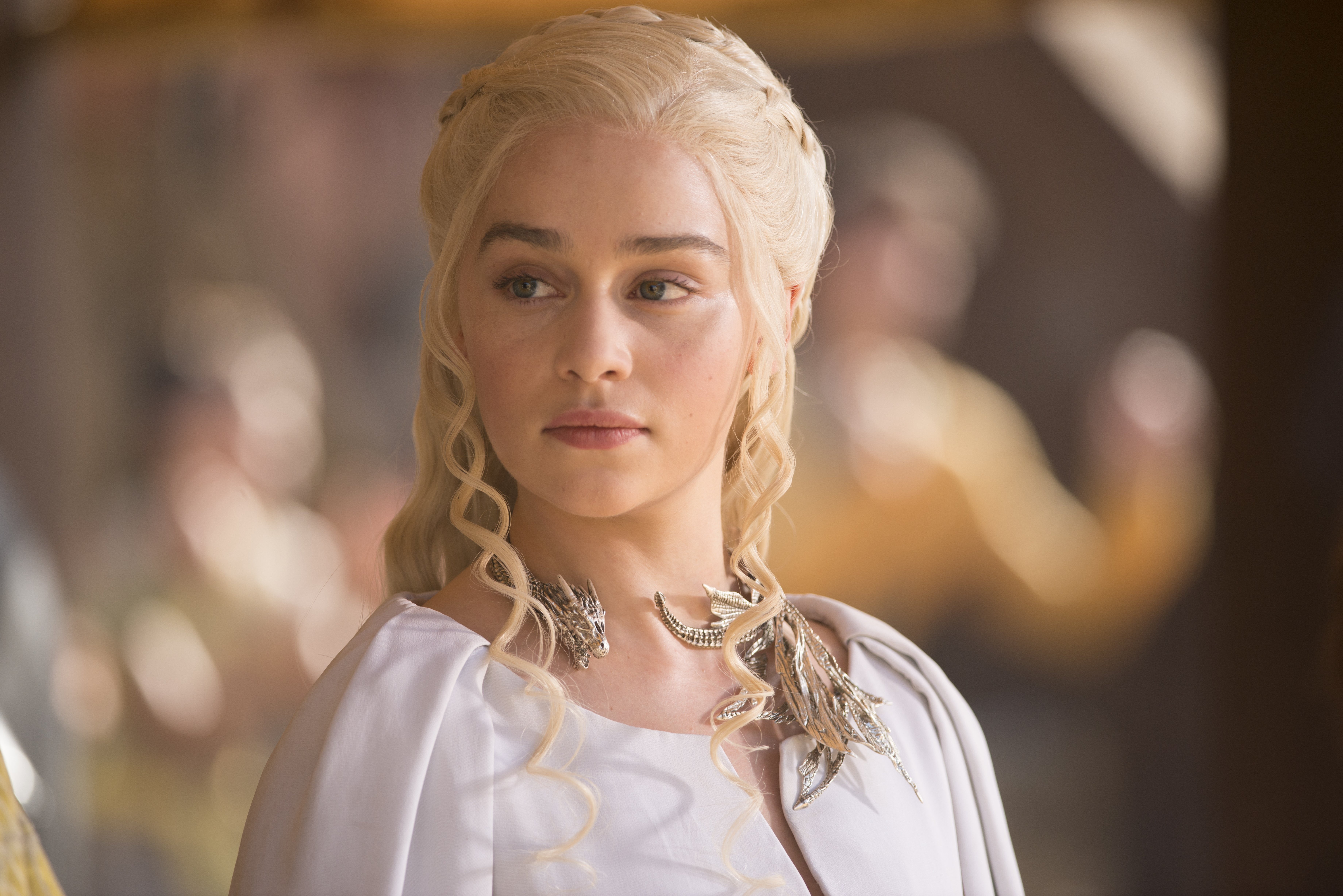 real people, front view, Daenerys Targaryen, Game of Thrones, 8K, headshot, portrait, 5K, hair, 4K, 5K, one person, casual clothing, Khaleesi, beautiful woman, HD Wallpaper