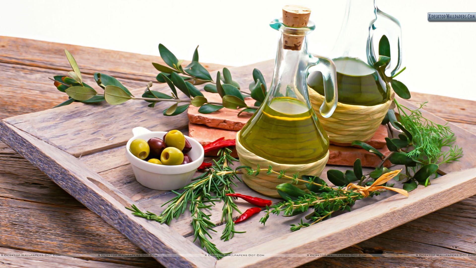 3d and abstract, oil, bottles, olive, 1080P, still life, HD Wallpaper