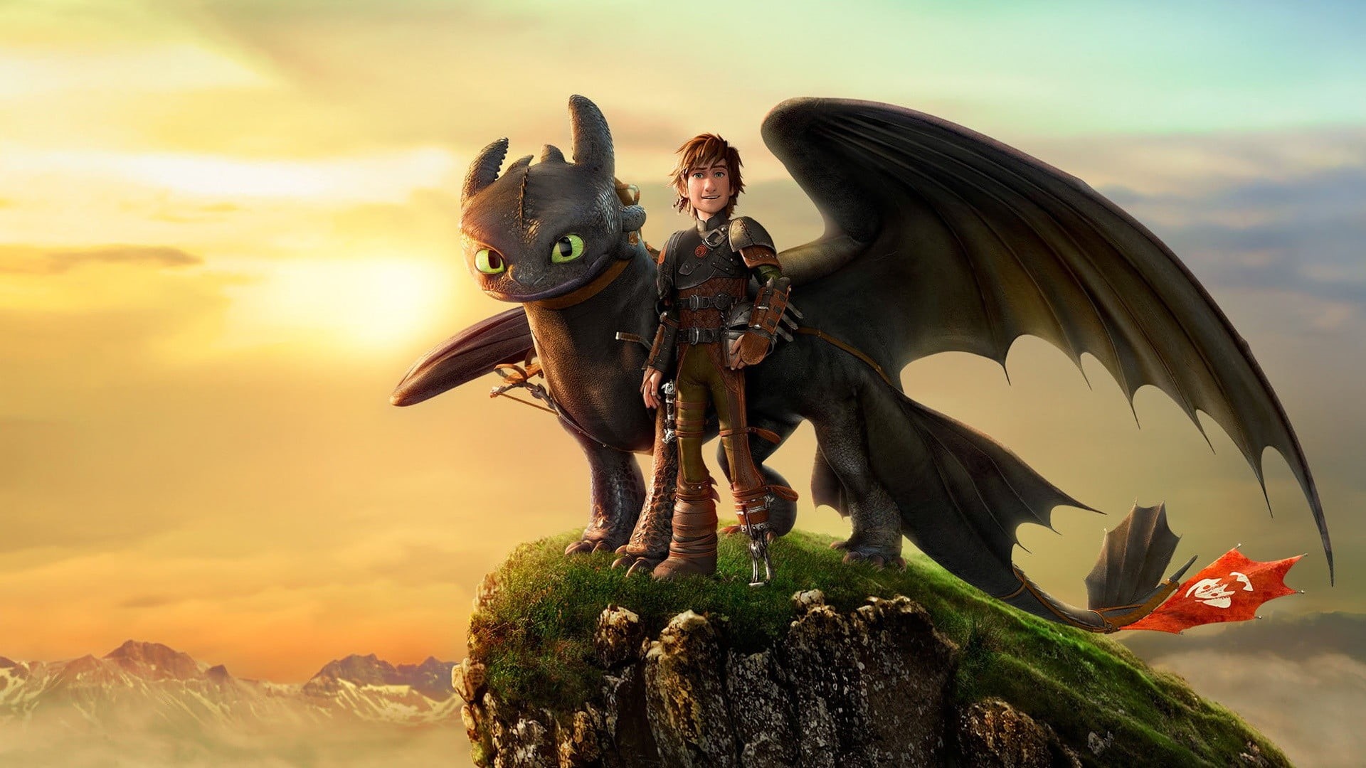 disney, sunset, animal wildlife, two animals, sky, group of animals, representation, human representation, craft, outdoors, creativity, cloud - sky, dragon, HD Wallpaper