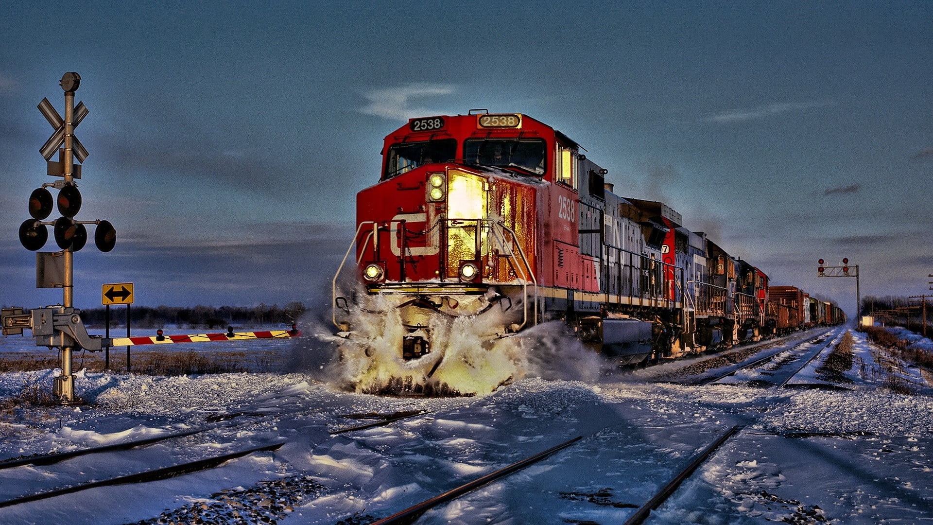 architecture, city, snowcapped mountain, vehicle, transportation, building, outdoors, illuminated, diesel locomotive, building exterior, winter, no people, HD Wallpaper