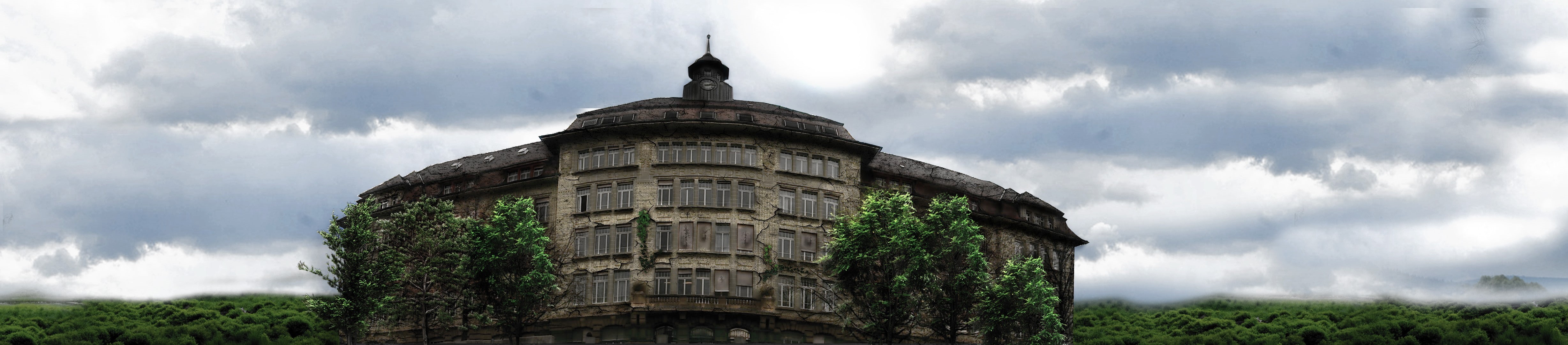 architecture, panoramic, tower, built structure, travel destinations, old building, government, history, photomontage, building, abandoned, cloud - sky, HD Wallpaper