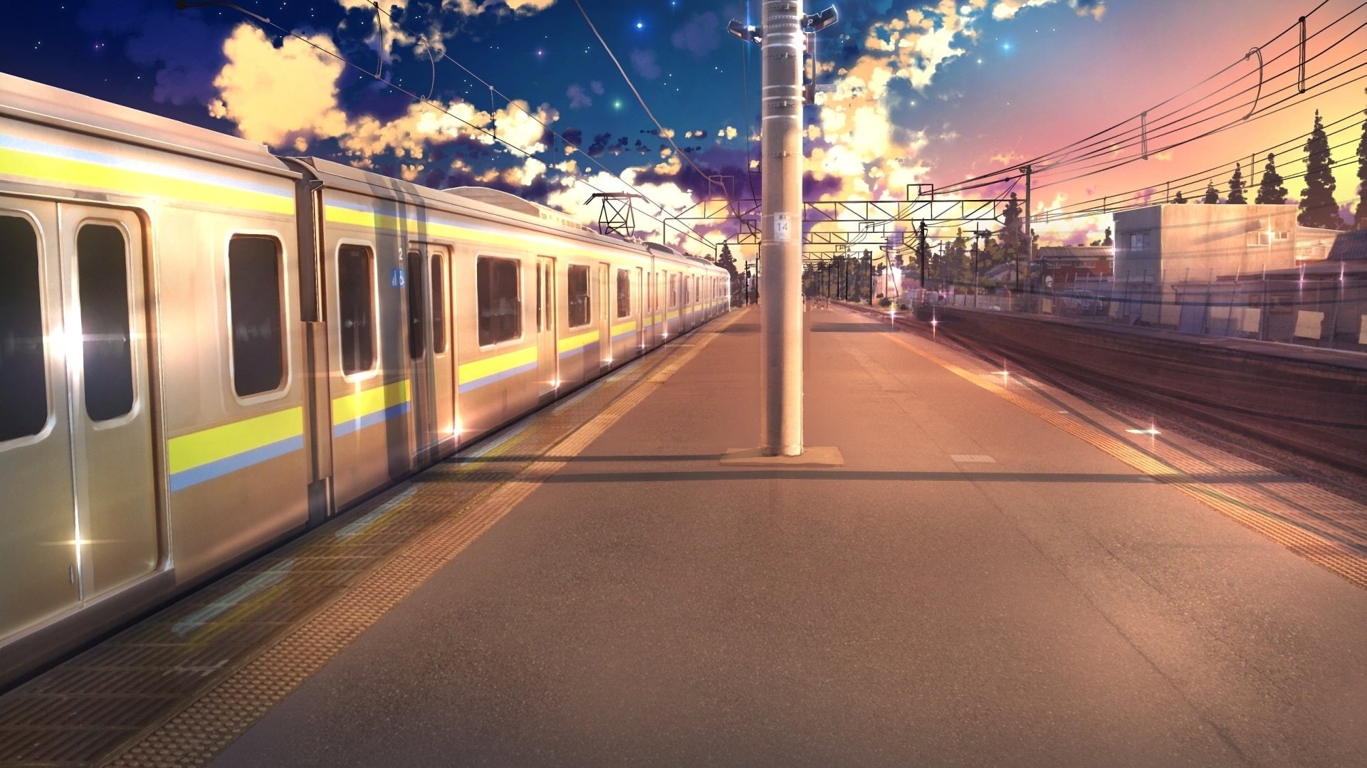 Anime, 1080P, Train Station, Train, Original, HD Wallpaper