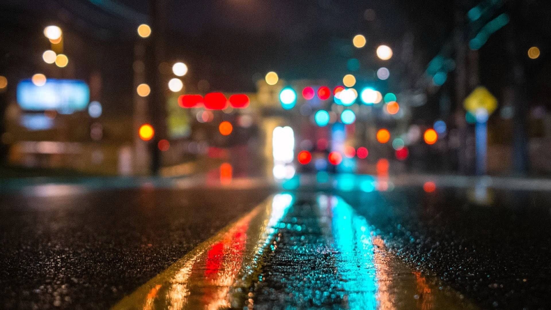headlight, city life, street, car, no people, water, transportation, street light, outdoors, asphalt bokeh city depth of field new york city reflection road traffic lights urban water drops wet rain, HD Wallpaper