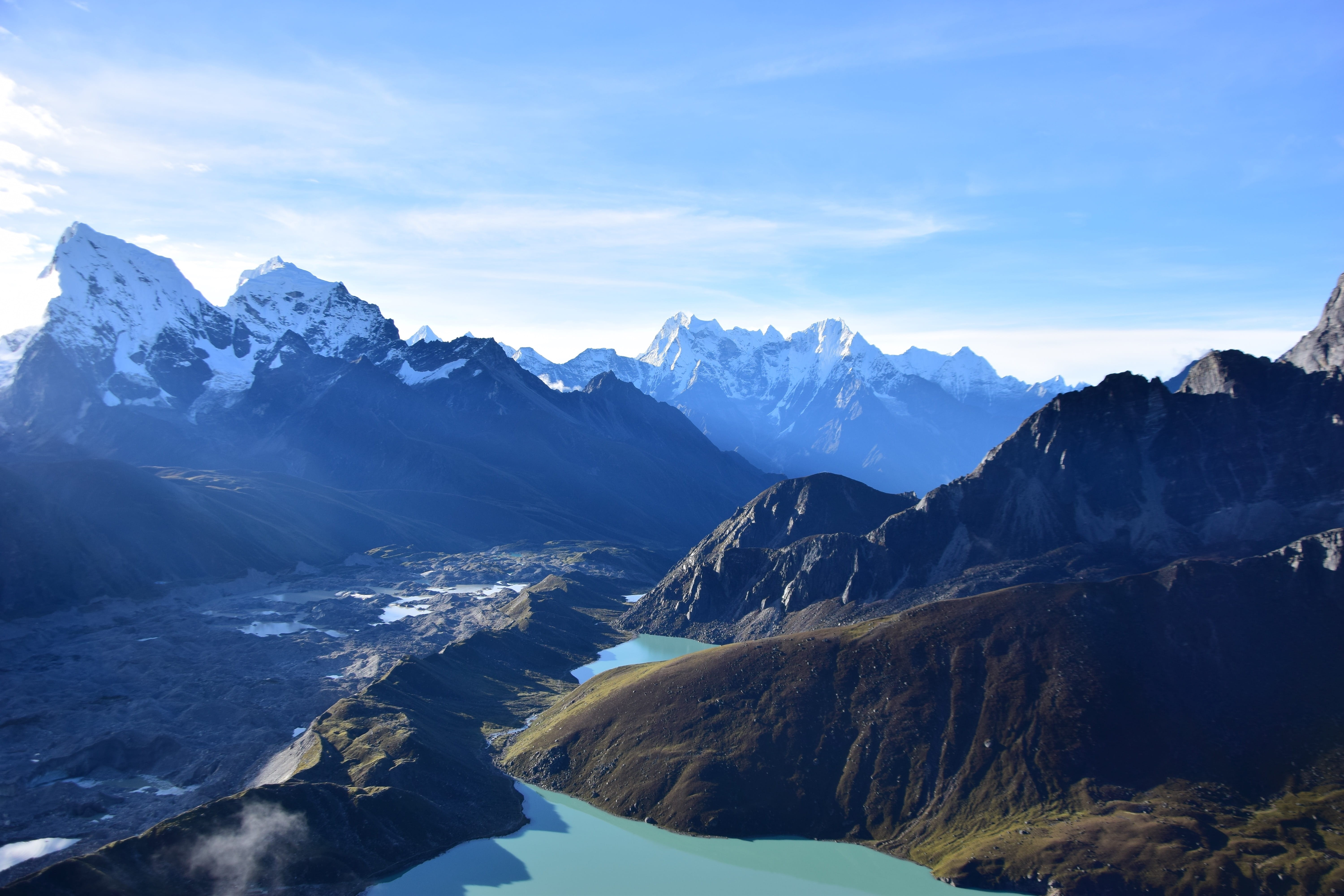 mountain peak, idyllic, 5K, himalayas, winter, gokyo ri, scenics - nature, tranquility, sky, cold temperature, non-urban scene, mountain, snow, no people, HD Wallpaper