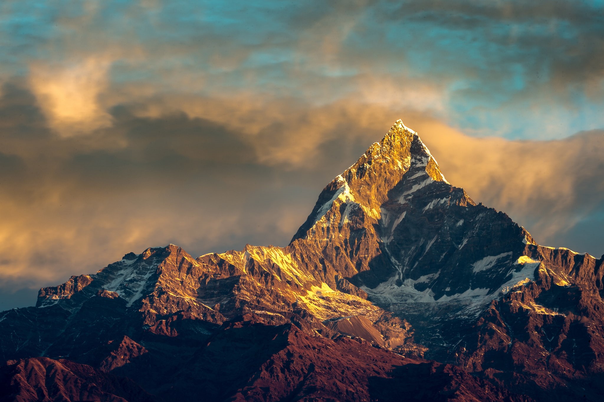 The Himalayas, Annapurna, Nepal, mountain range, 1080P, morning, HD Wallpaper