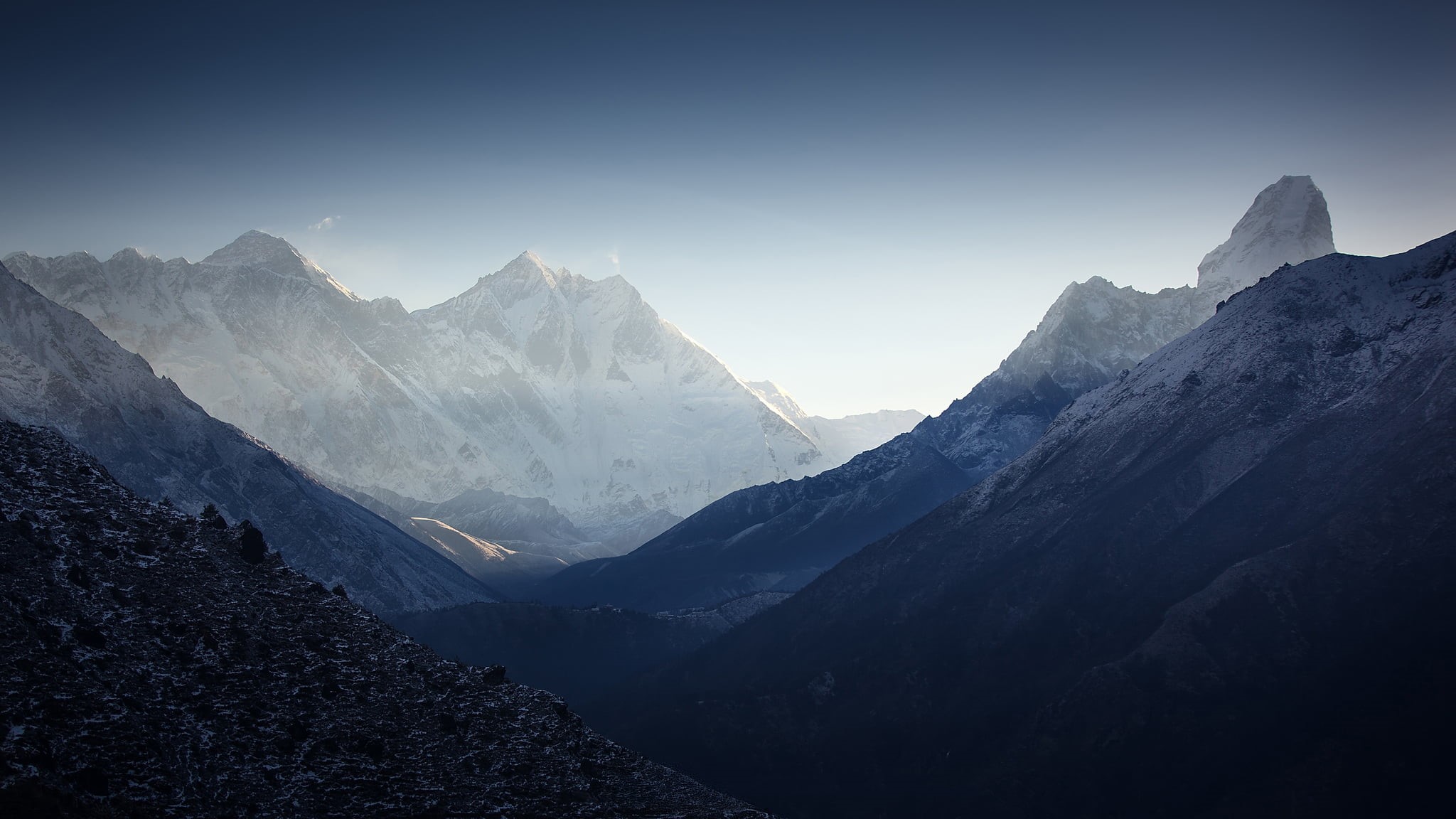 cloud - Sky, europe, glacier, Lhotse, rock - Object, blue, snowcapped mountain, sun, nature, valley, tourism, mountain Ridge, himalayas, outdoors, ice, HD Wallpaper