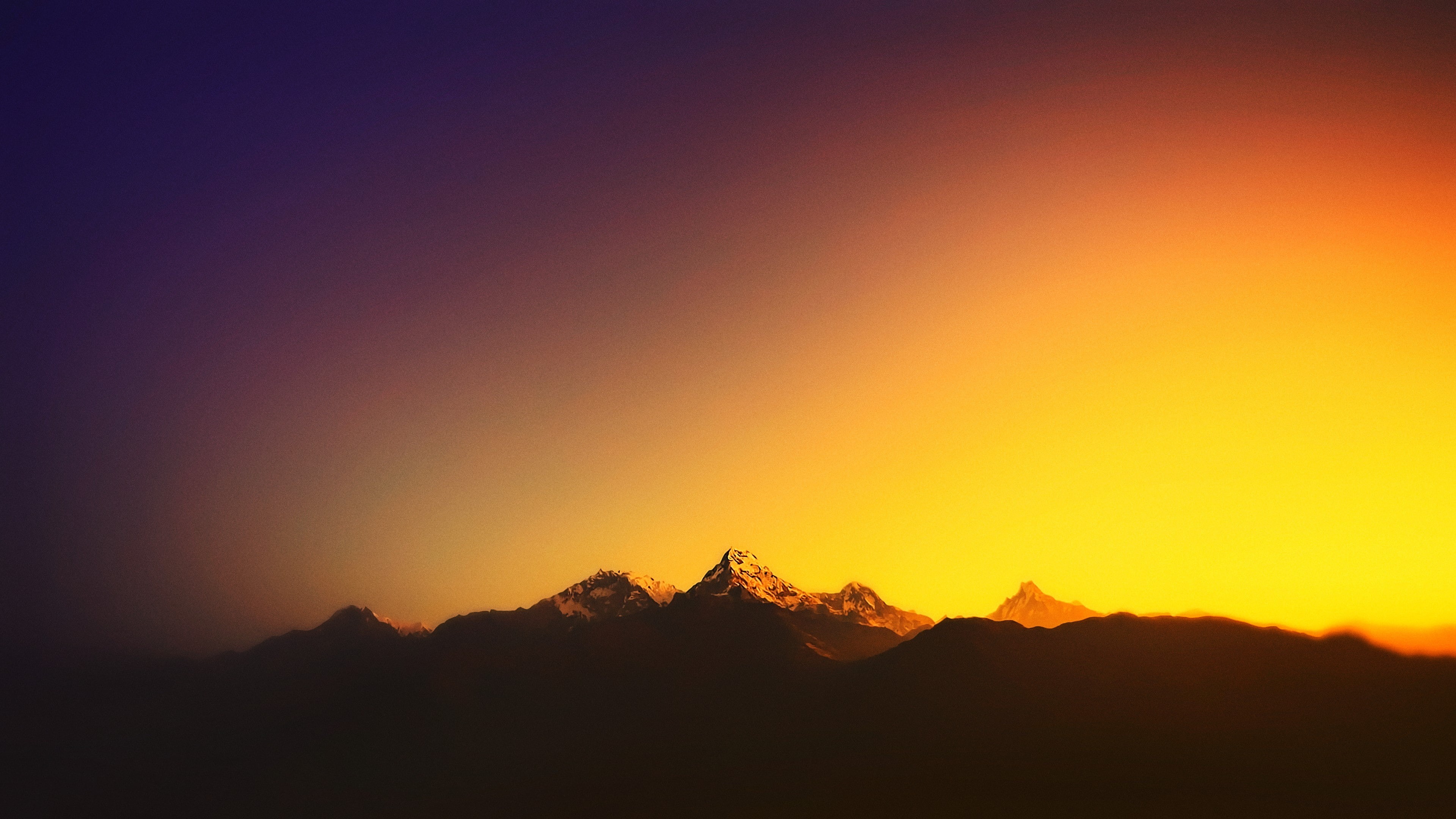 mountains, sunlight, Himalayas, landscape, Nepal, blurred, 4K, HD Wallpaper