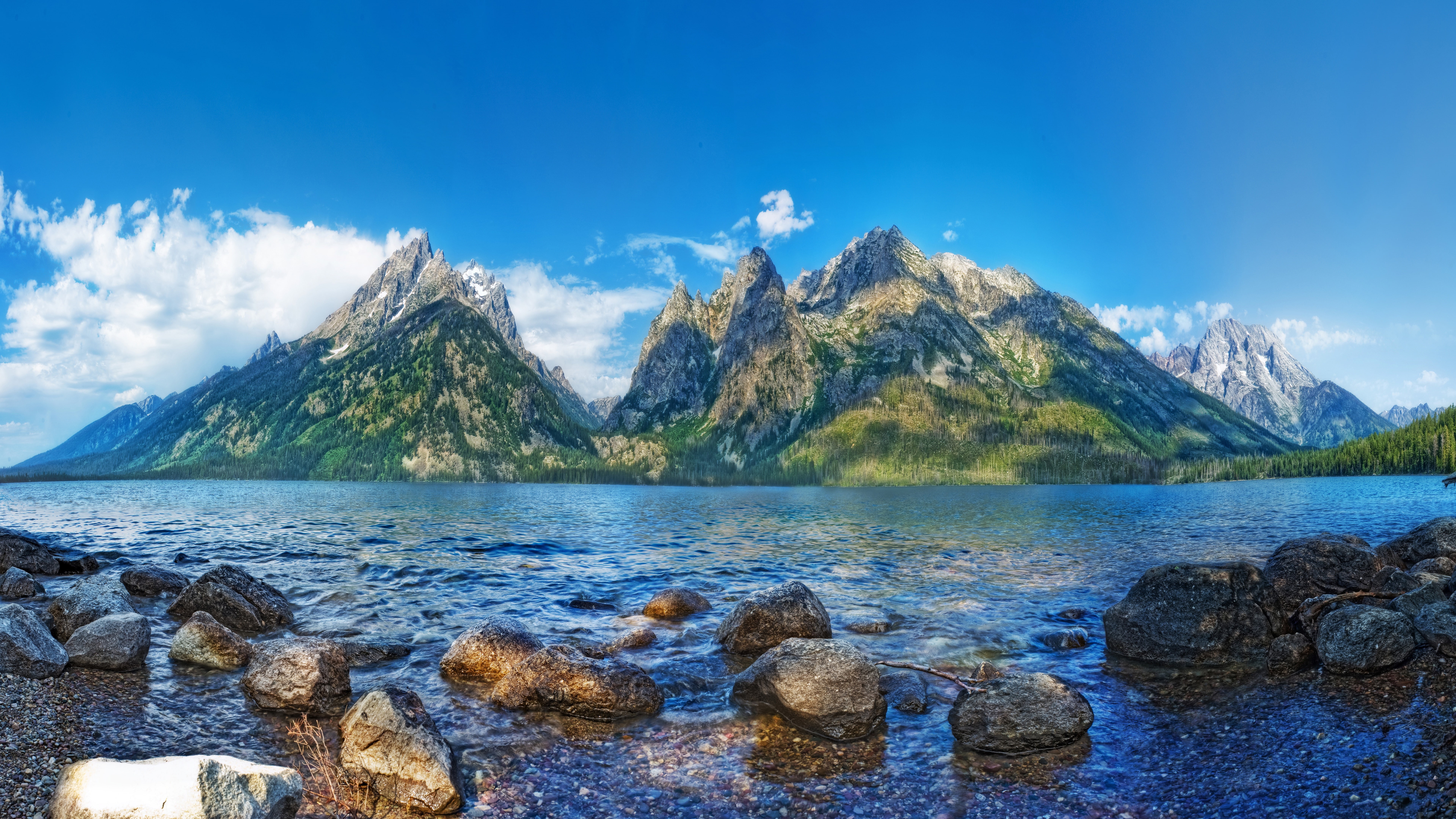stones, national park, mountain, grand teton national park, wilderness, mountainous landforms, jenny lake, mount scenery, sky, usa, 8k, nature, lake, water, HD Wallpaper