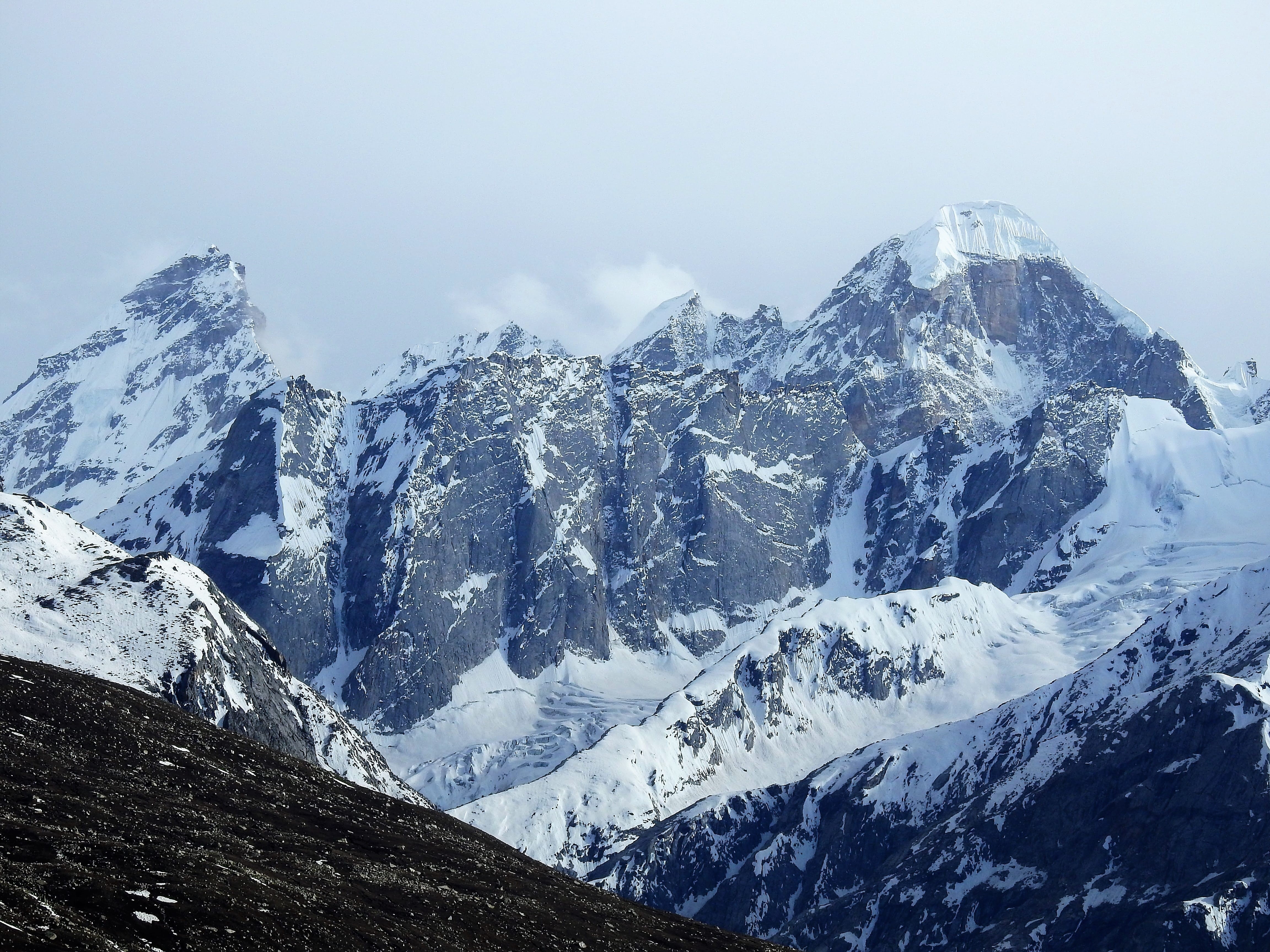 mountain range, mountain, 4K, environment, beauty in nature, himalayas, india, snowcapped mountain, formation, winter, outdoors, sky, day, mountains, snow, HD Wallpaper